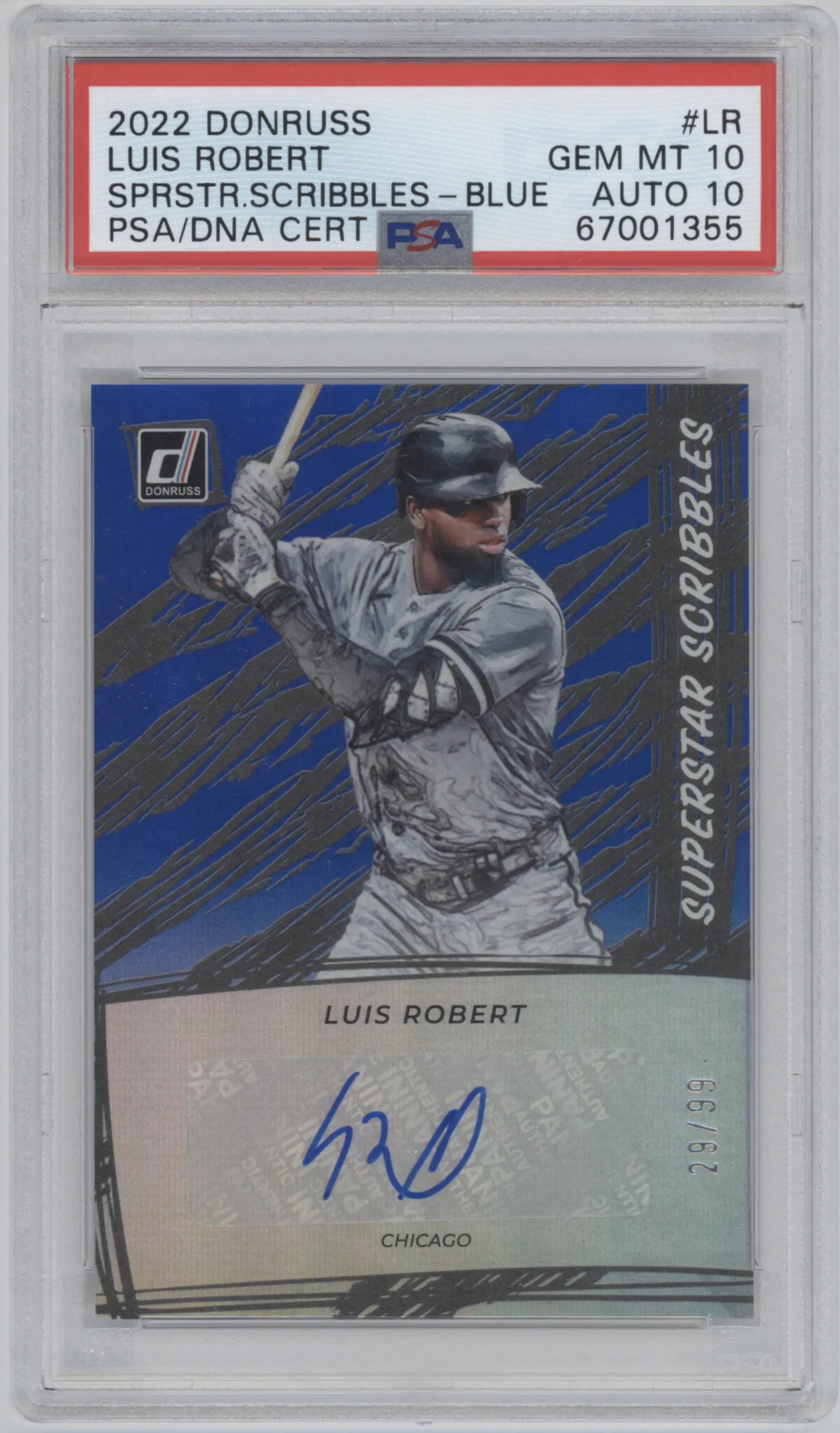 2022 Panini Donruss Superstar Scribbles Luis Robert Blue #SUP-LR PSA 10