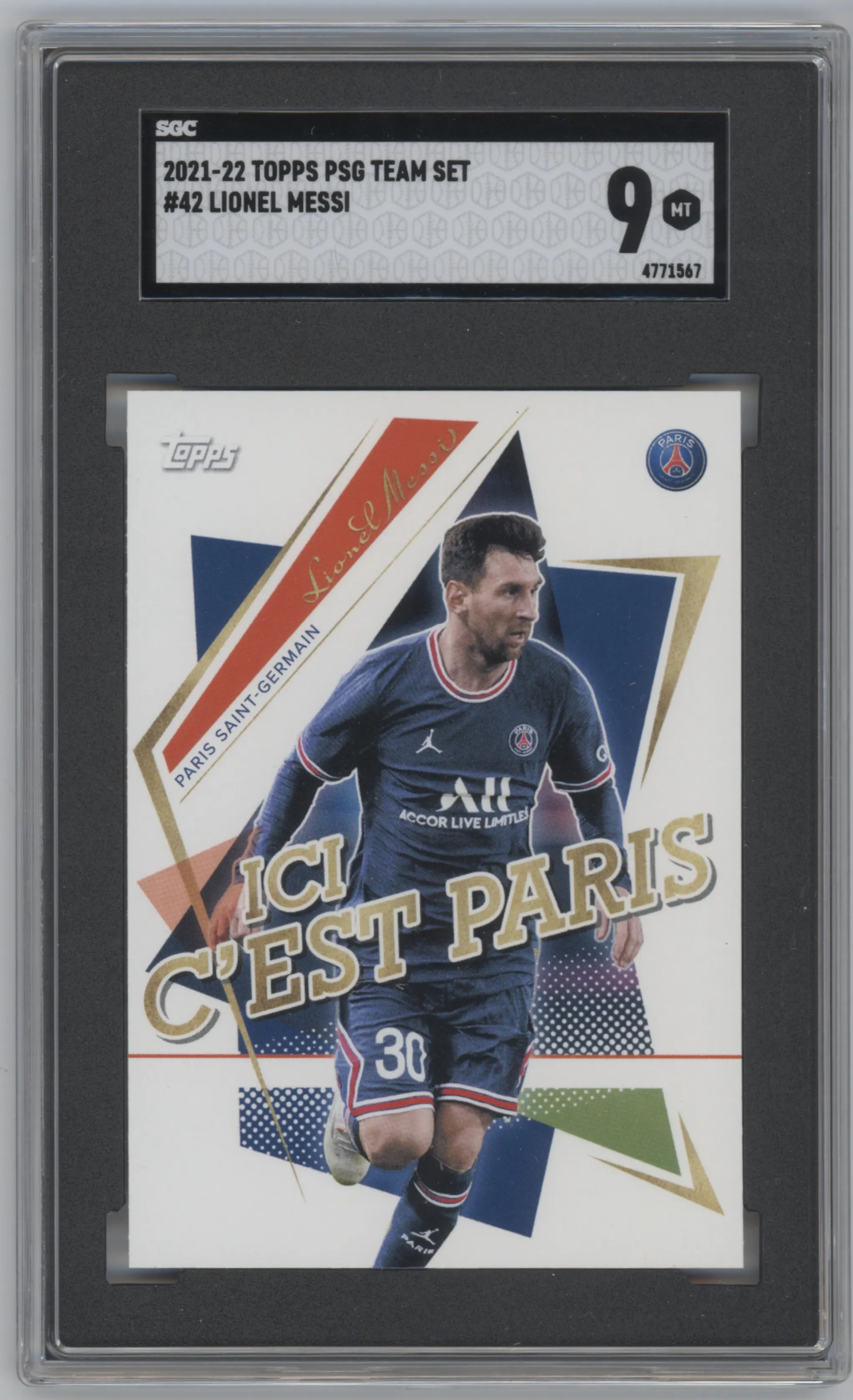 2021 Topps PSG Team Set Ici C'est Paris Lionel Messi SGC 9