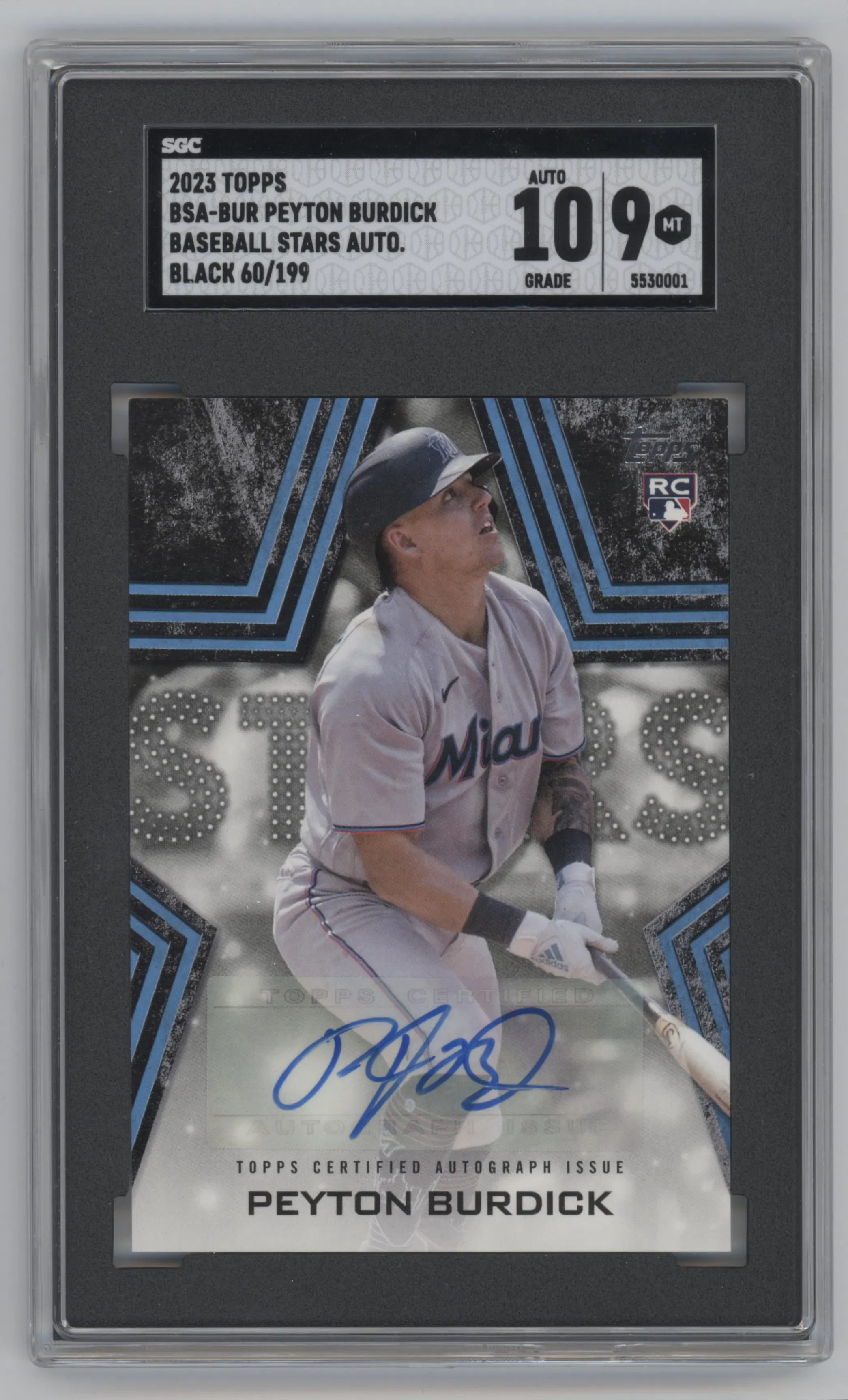 2023 Topps Baseball Stars Auto Peyton Burdick Black SGC 9