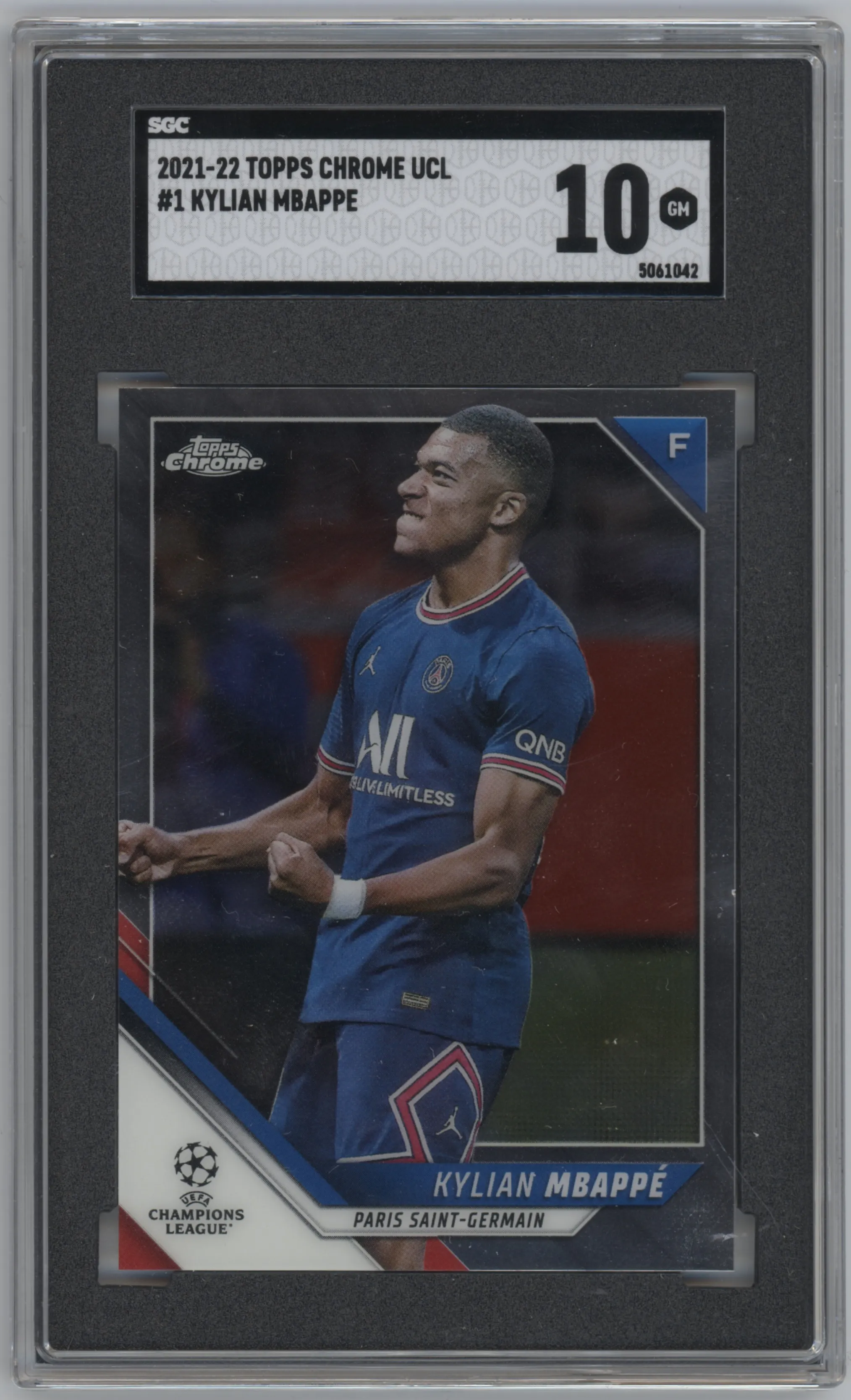 2021 Topps Chrome UEFA Champions League Kylian Mbappé #1 SGC 10