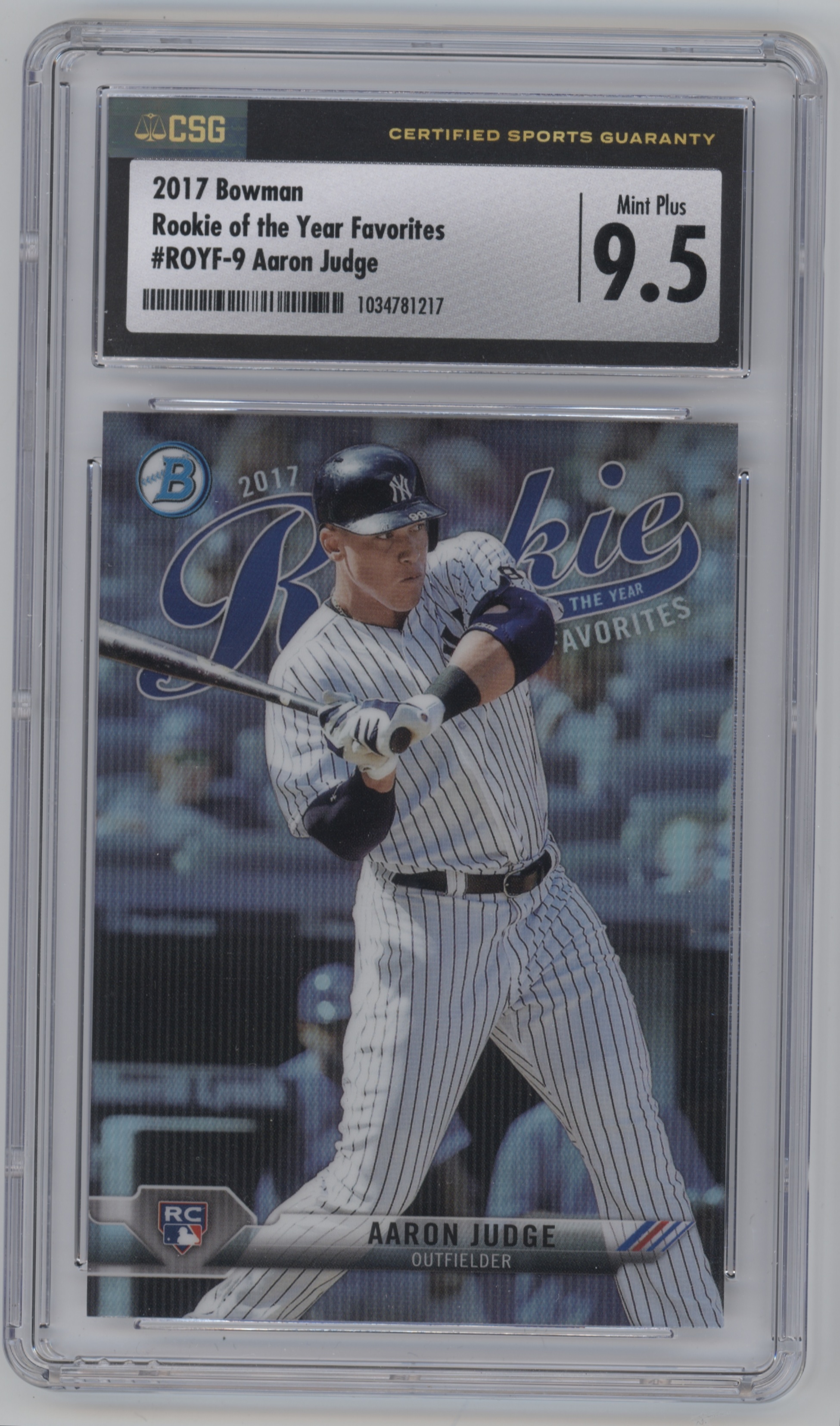 2017 BOWMAN AARON JUDGE ROOKIE CARD RC PSA 9 MINT #32!!