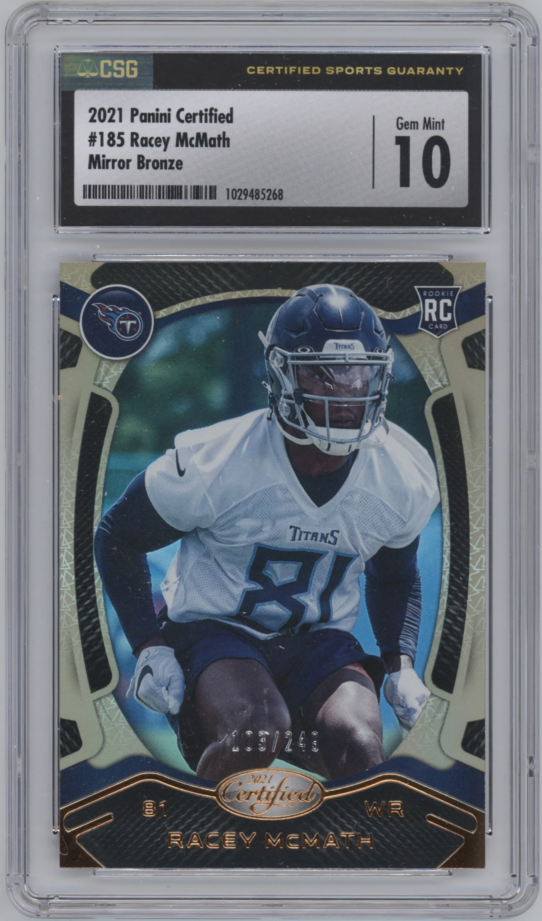 2021 Panini Certified Racey McMath Mirror Bronze CGC 10