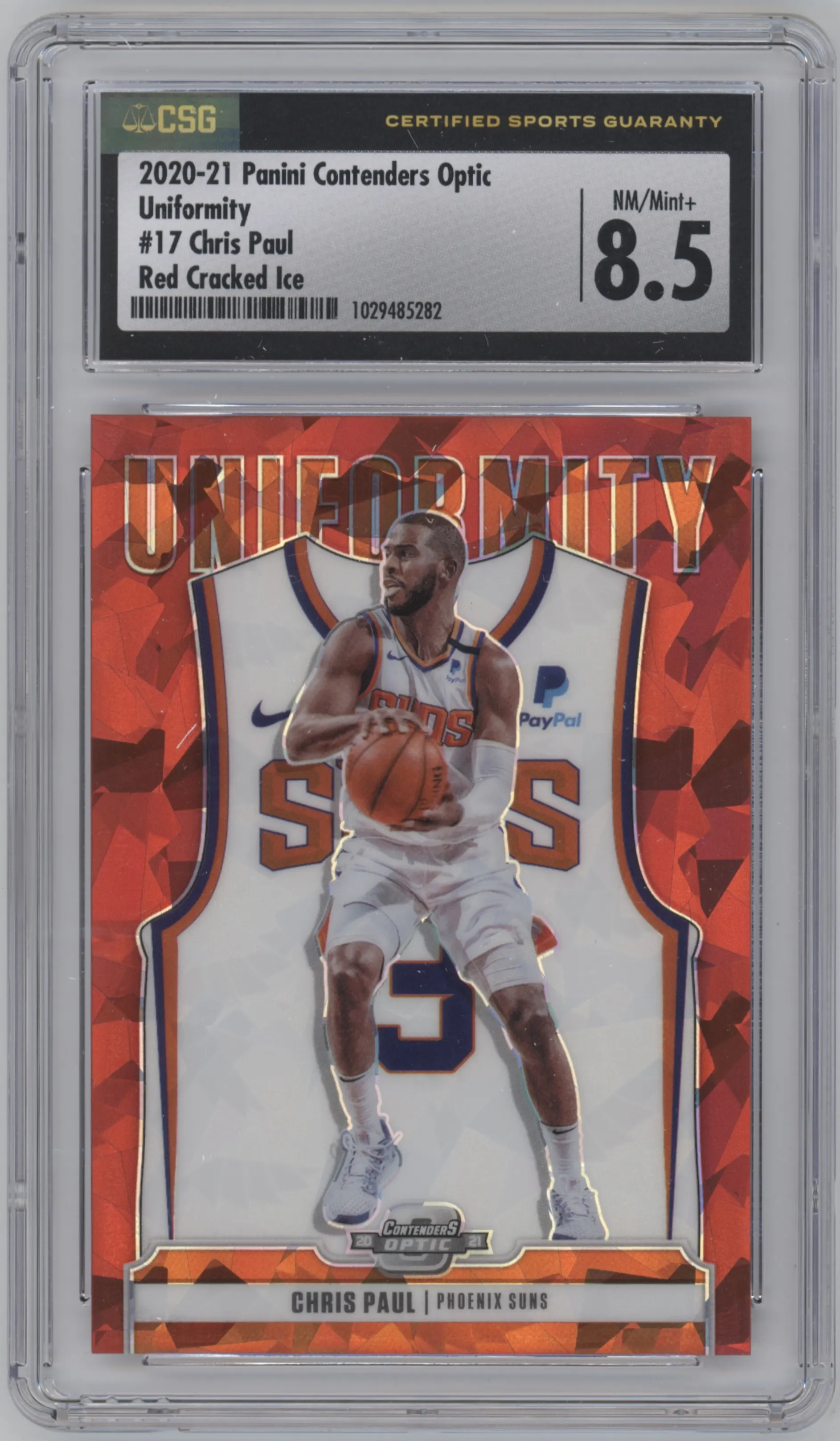 2020 Panini Contenders Optic Uniformity Chris Paul Red Cracked Ice CGC 8.5