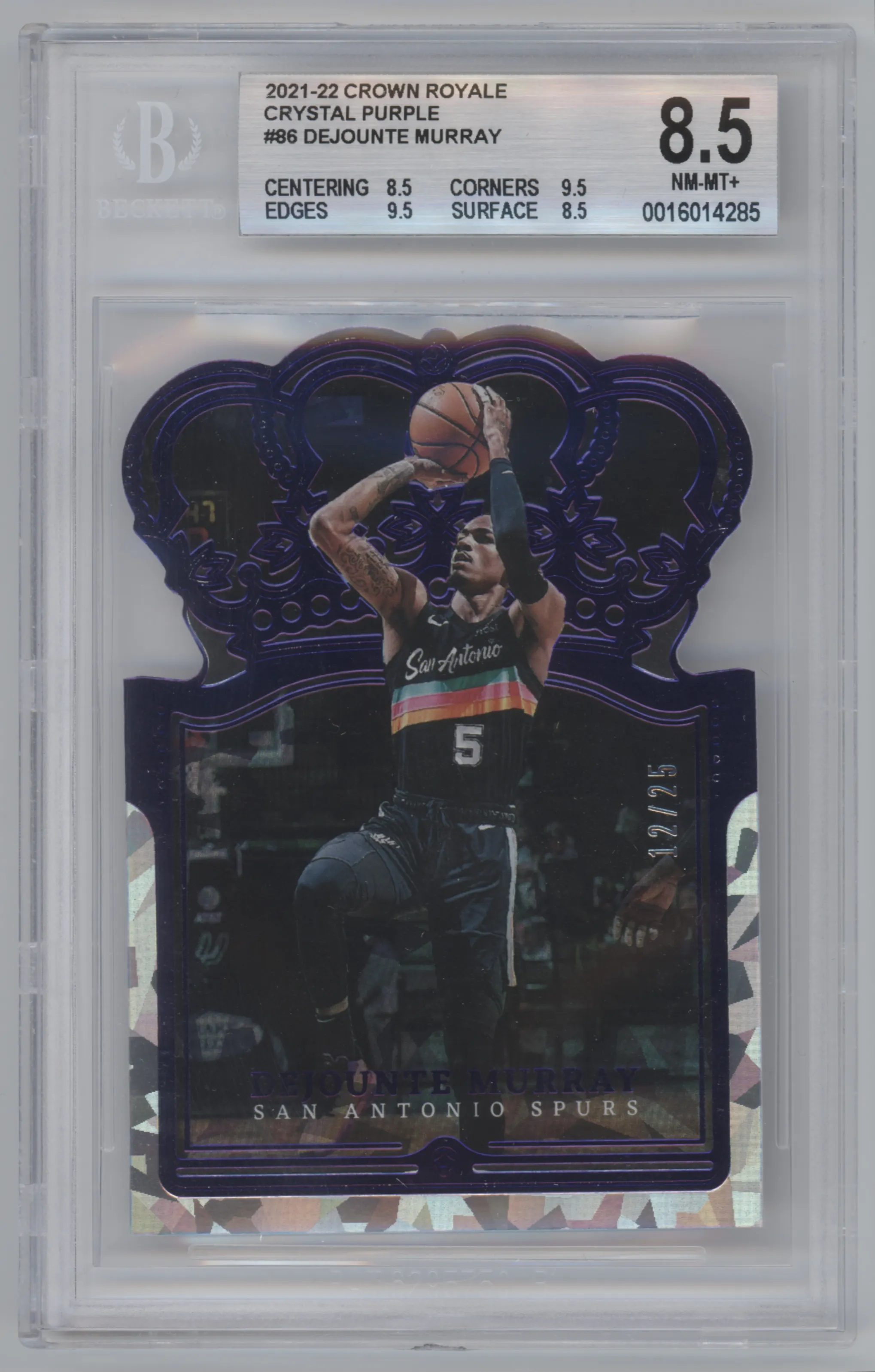 2021 Crown Royale Dejounte Murray Crystal Purple BGS 8.5