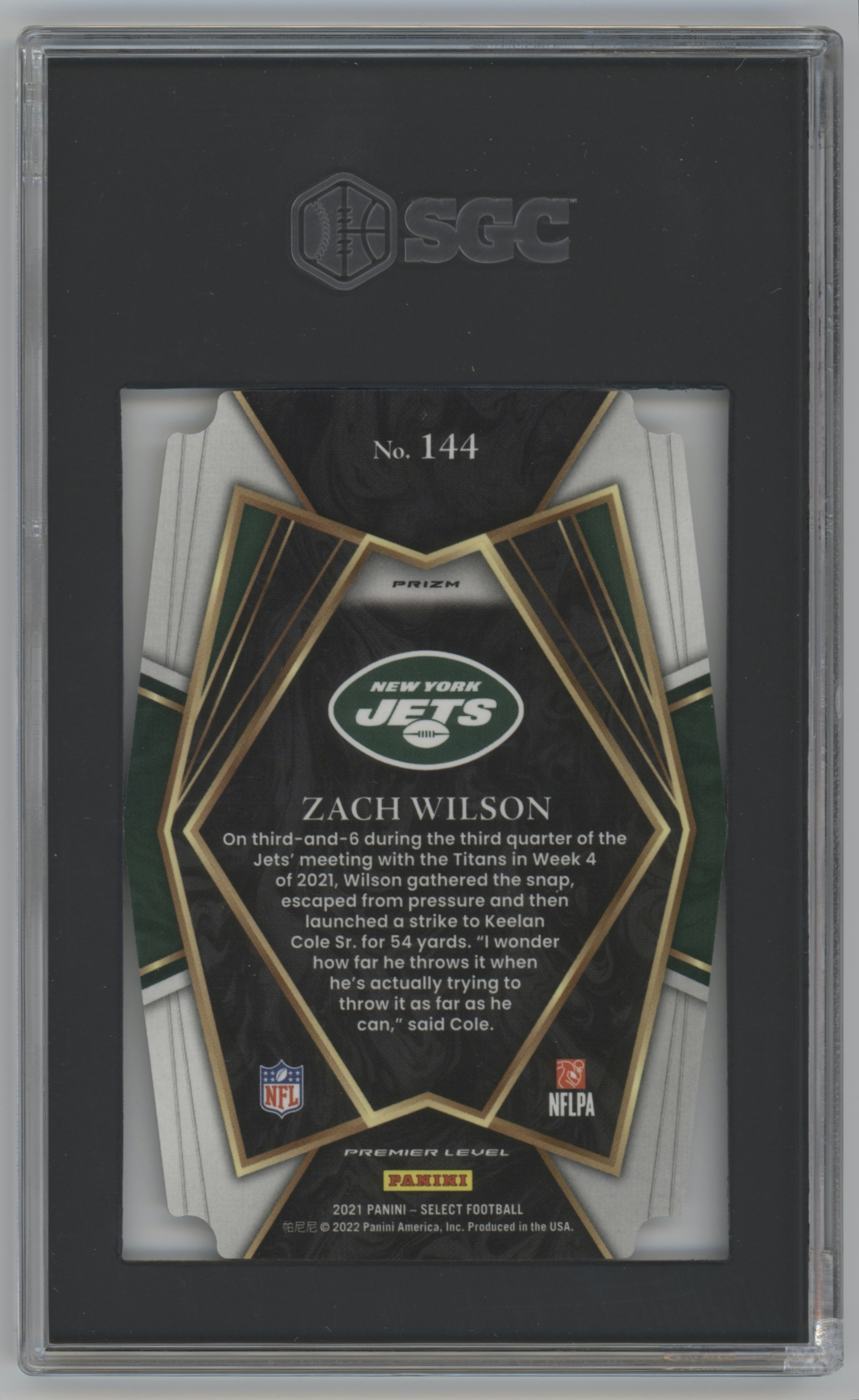 Zach Wilson 2021 Panini Select Premier Level Rookie Card #144