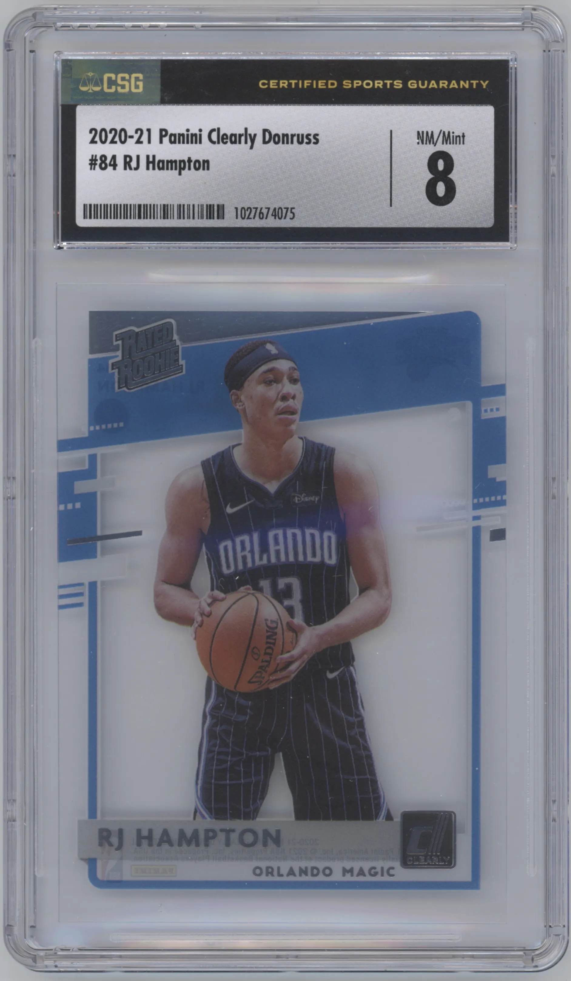 2020 Clearly Donruss Rated Rookie RJ Hampton CGC 8