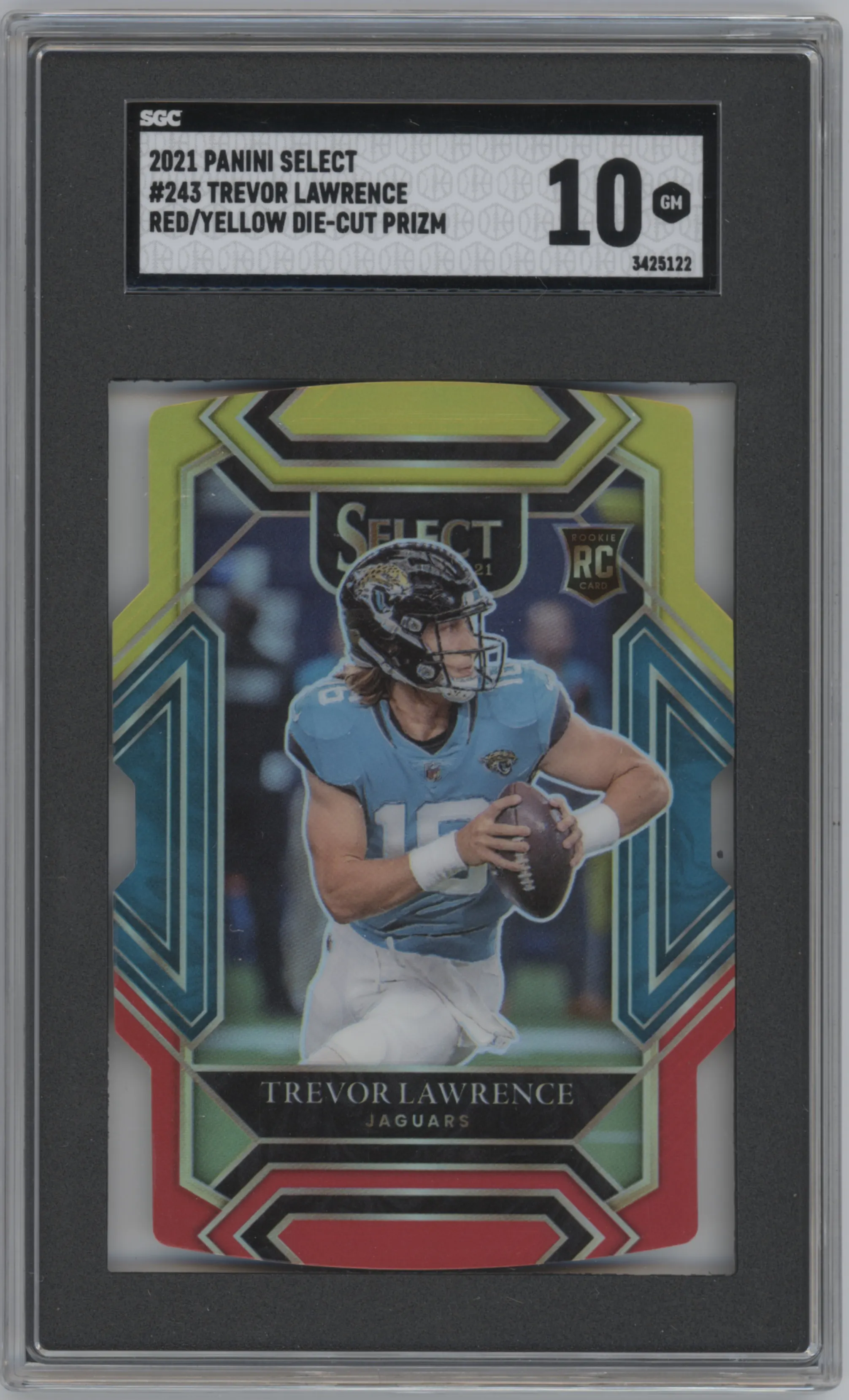 2021 Panini Select Club Level Trevor Lawrence Red/Yellow Die-Cut #243 SGC 10