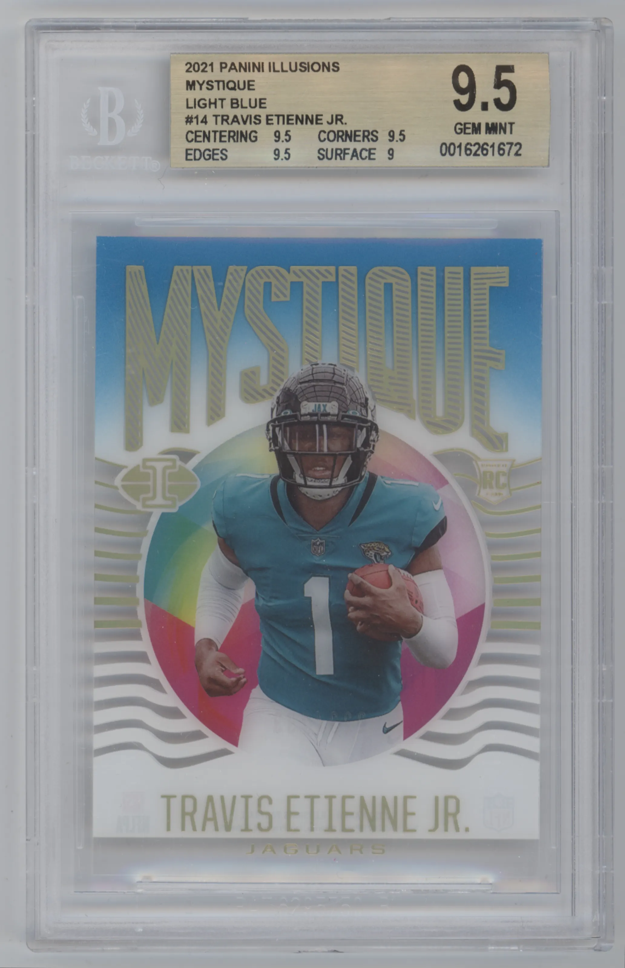 2021 Panini Illusions Mystique Travis Etienne Jr. Light Blue #MY-14 BGS 9.5