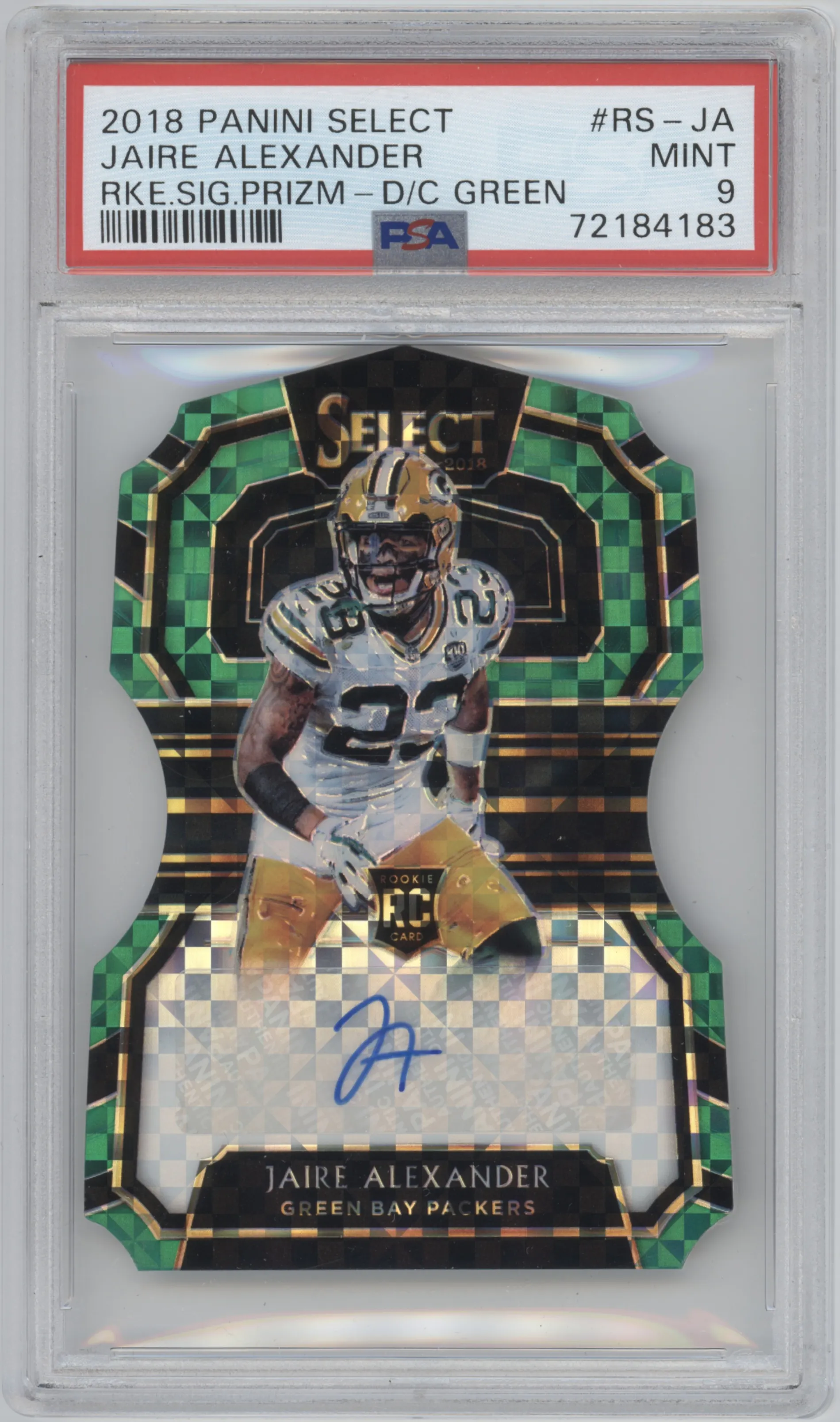 2018 Panini Select Rke.Sig. Jaire Alexander Die-Cut Green PSA 9