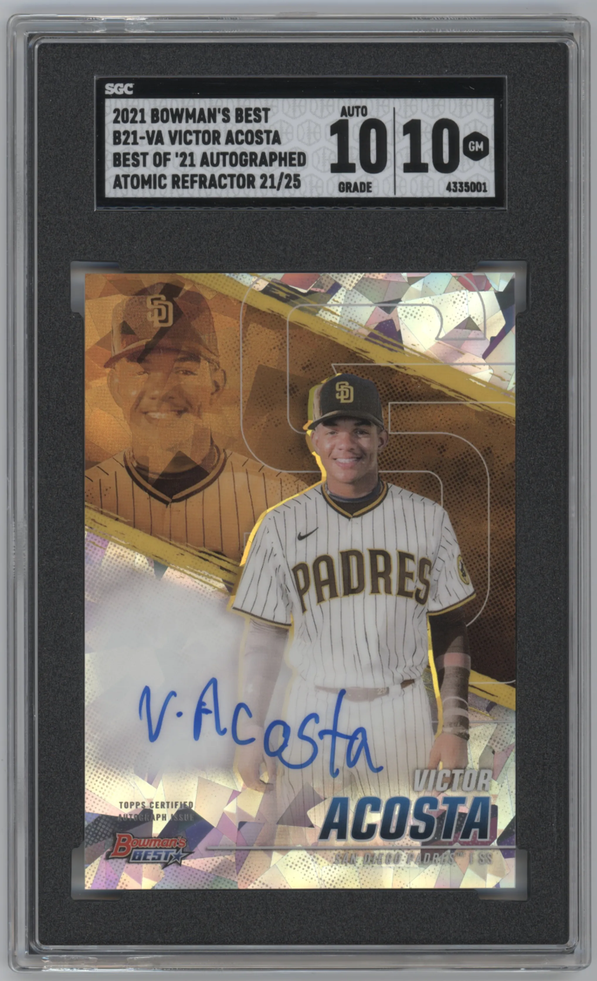 2021 Bowman’s Best Best of 2021 Auto Victor Acosta Atomic Refractor #B21-VA SGC 10