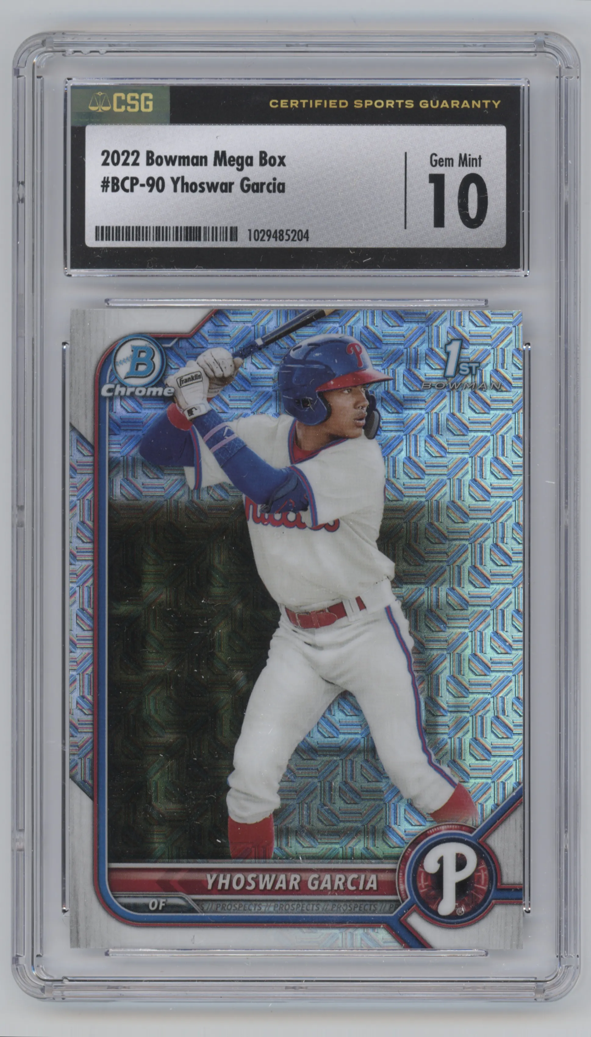 2022 Bowman Mega Box Chrome Yhoswar Garcia CGC 10