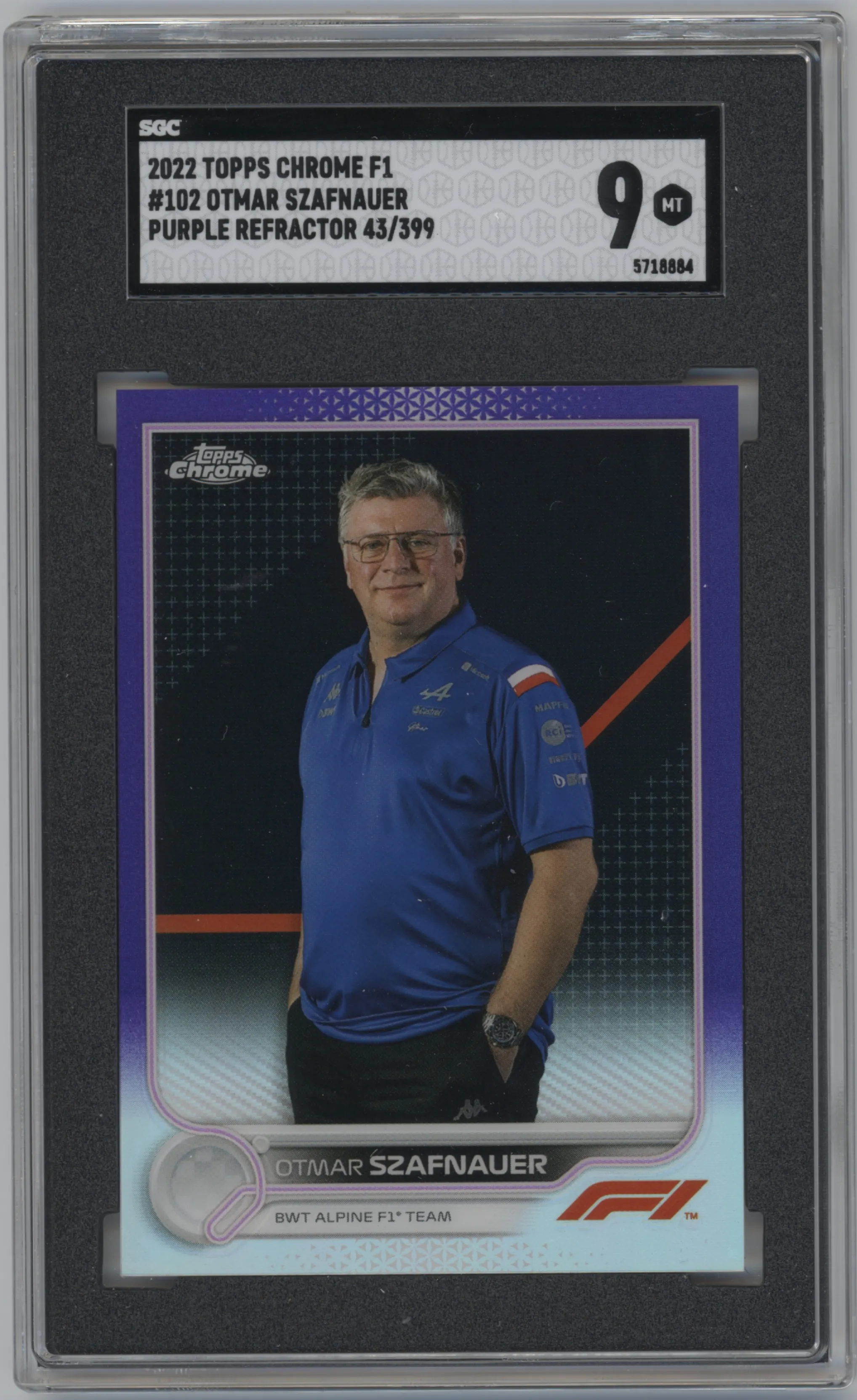 2022 Topps Chrome F1 Otmar Szafnauer Purple Refractor SGC 9