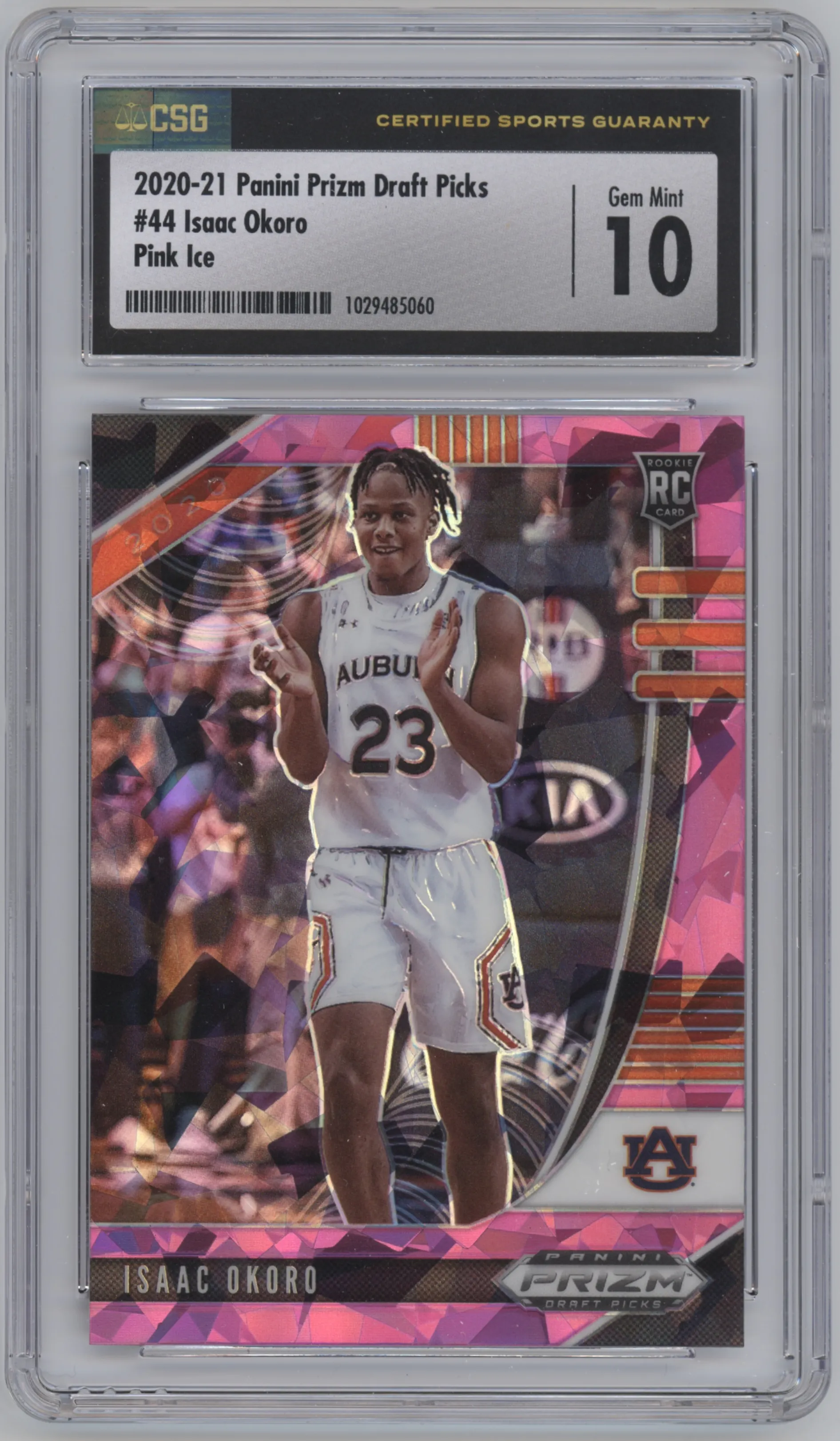 2020 Panini Prizm Draft Picks Isaac Okoro Pink Ice Prizm CGC 10