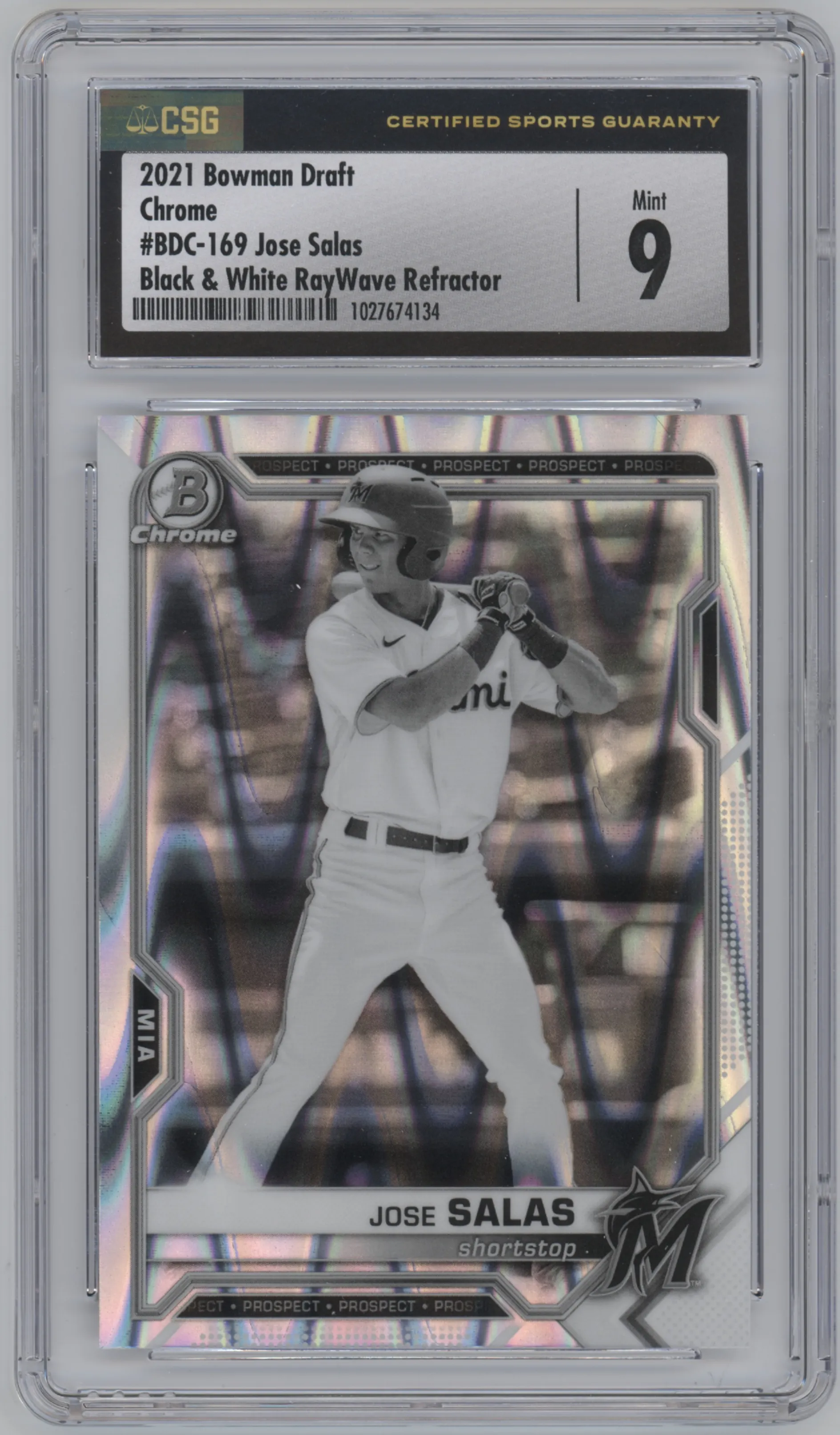 2021 Bowman Draft Chrome Pros. Jose Salas B/W RayWave Refractor CGC 9