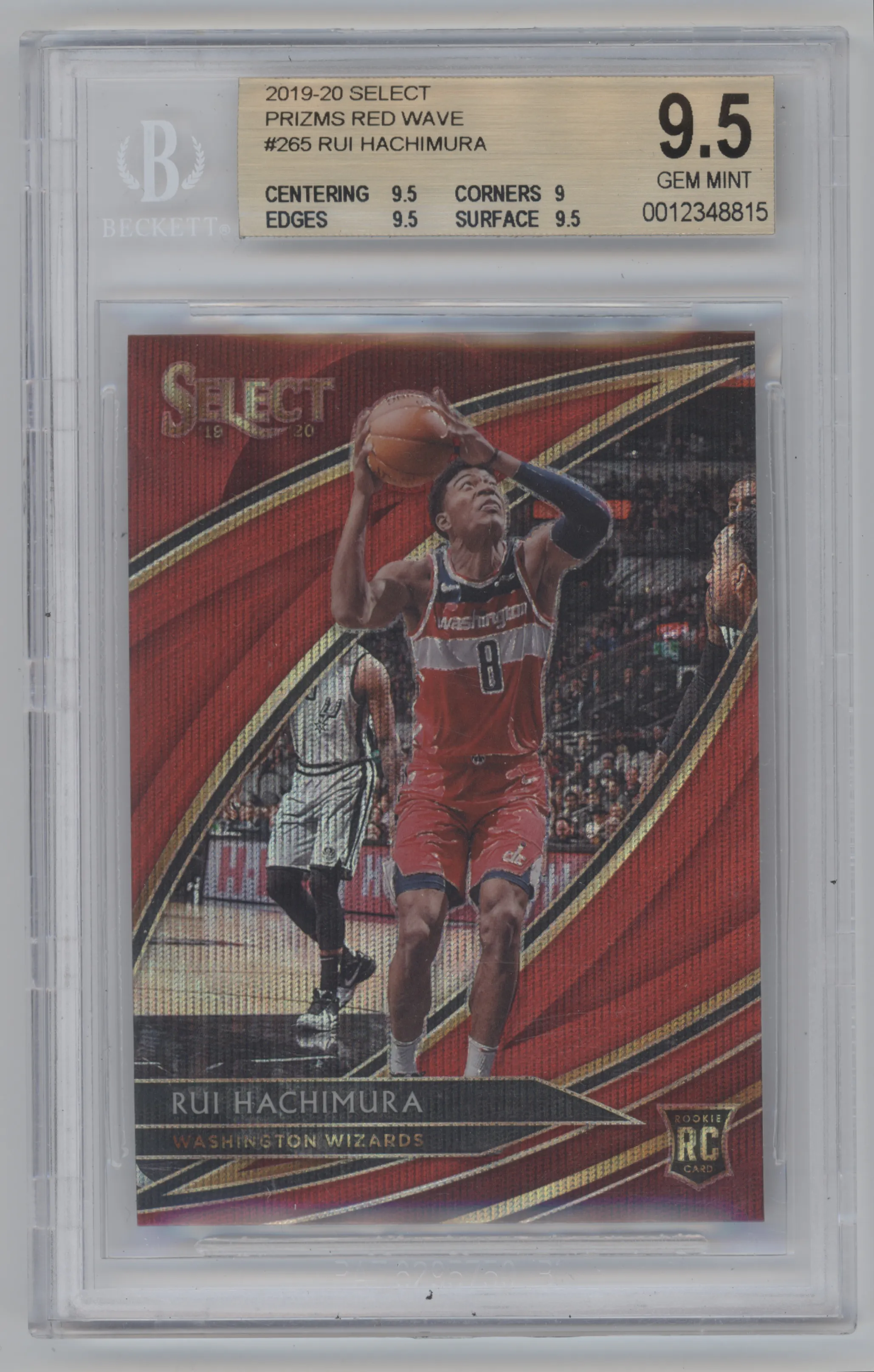 2019 Panini Select Courtside Rui Hachimura Red Wave Prizm BGS 9.5