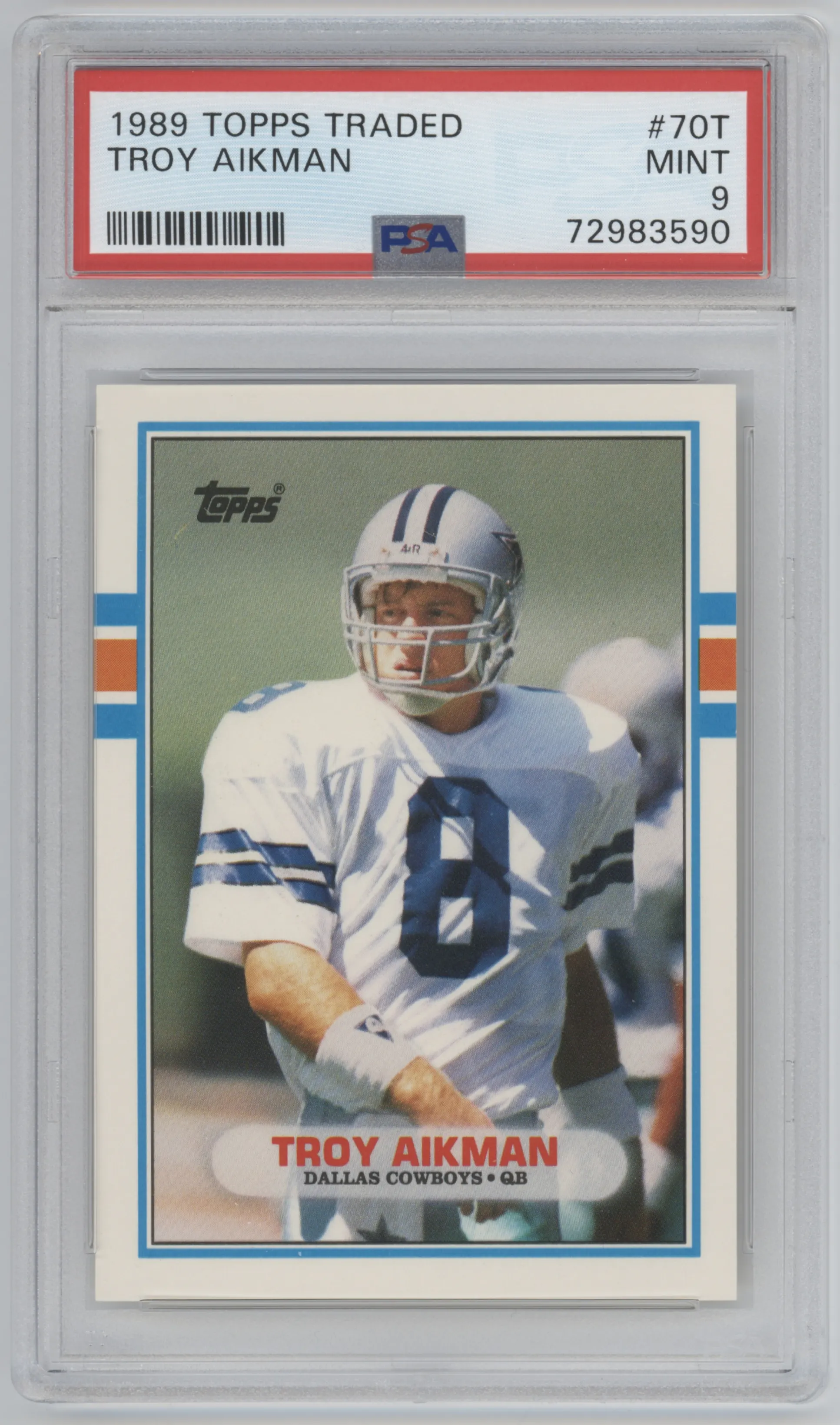 1989 Topps Traded Troy Aikman PSA 9
