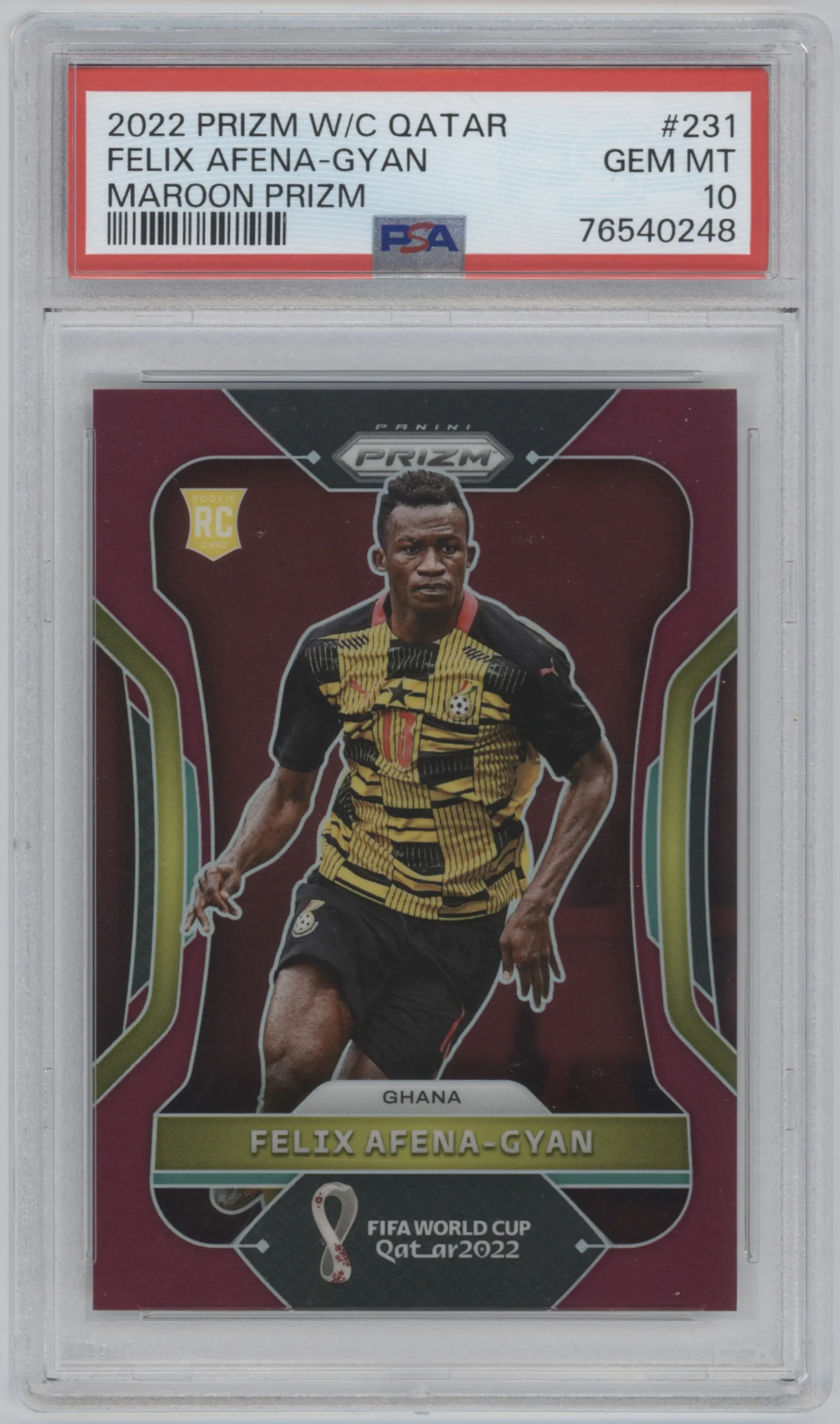 2022 Panini Prizm FIFA WC Qatar Felix Afena-Gyan Maroon Prizm #231 PSA 10