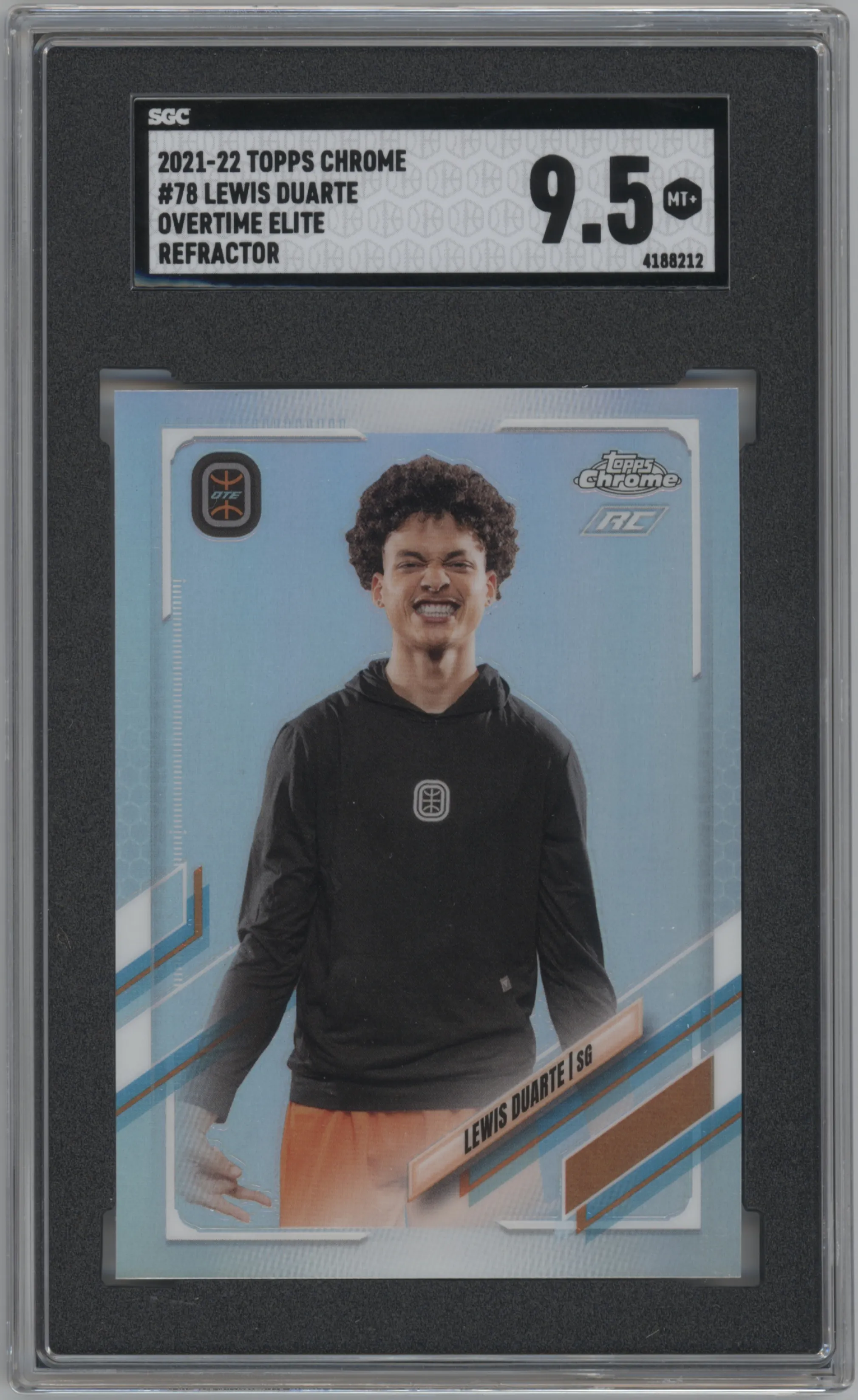 2021 Topps Chrome OTE Lewis Duarte Refractor SGC 9.5