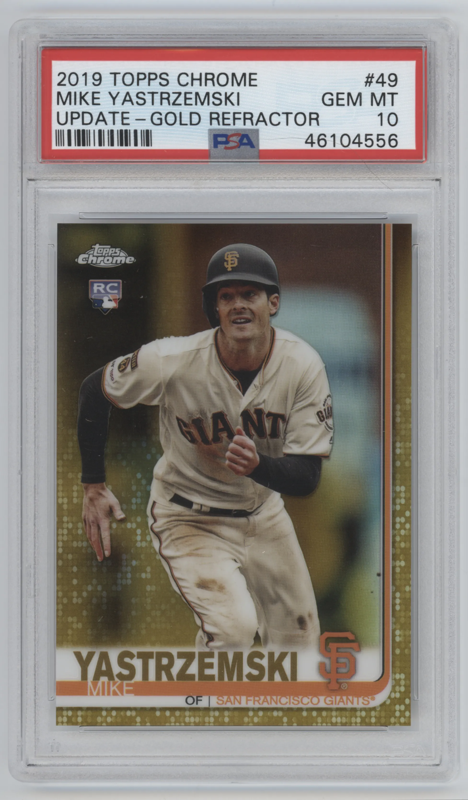 2019 Topps Chrome Update Mike Yastrzemski Gold Refractor PSA 10