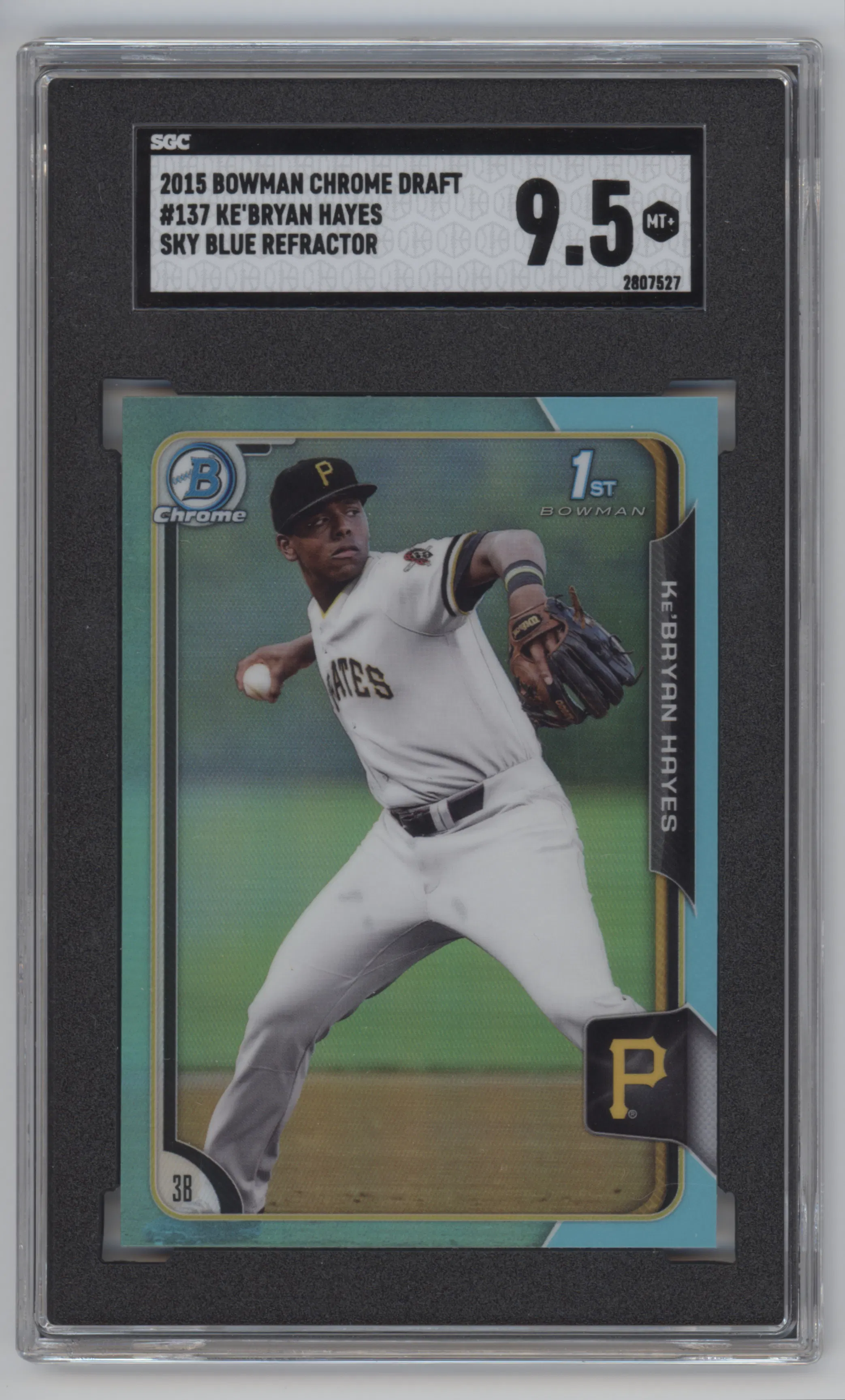2015 Bowman Draft Chrome Ke'Bryan Hayes Sky Blue Refractor SGC 9.5