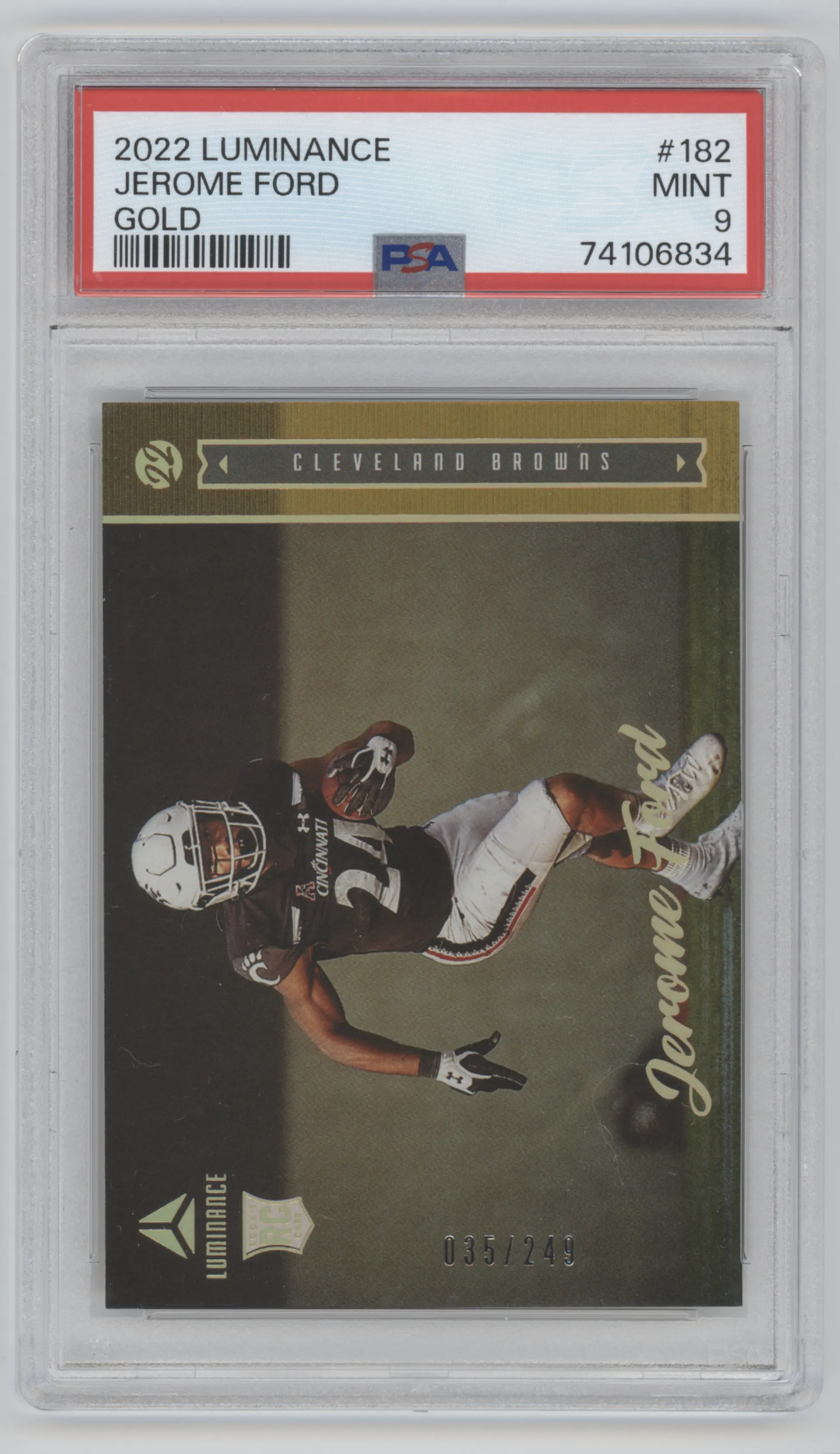 2022 Panini Luminance Jerome Ford Gold PSA 9