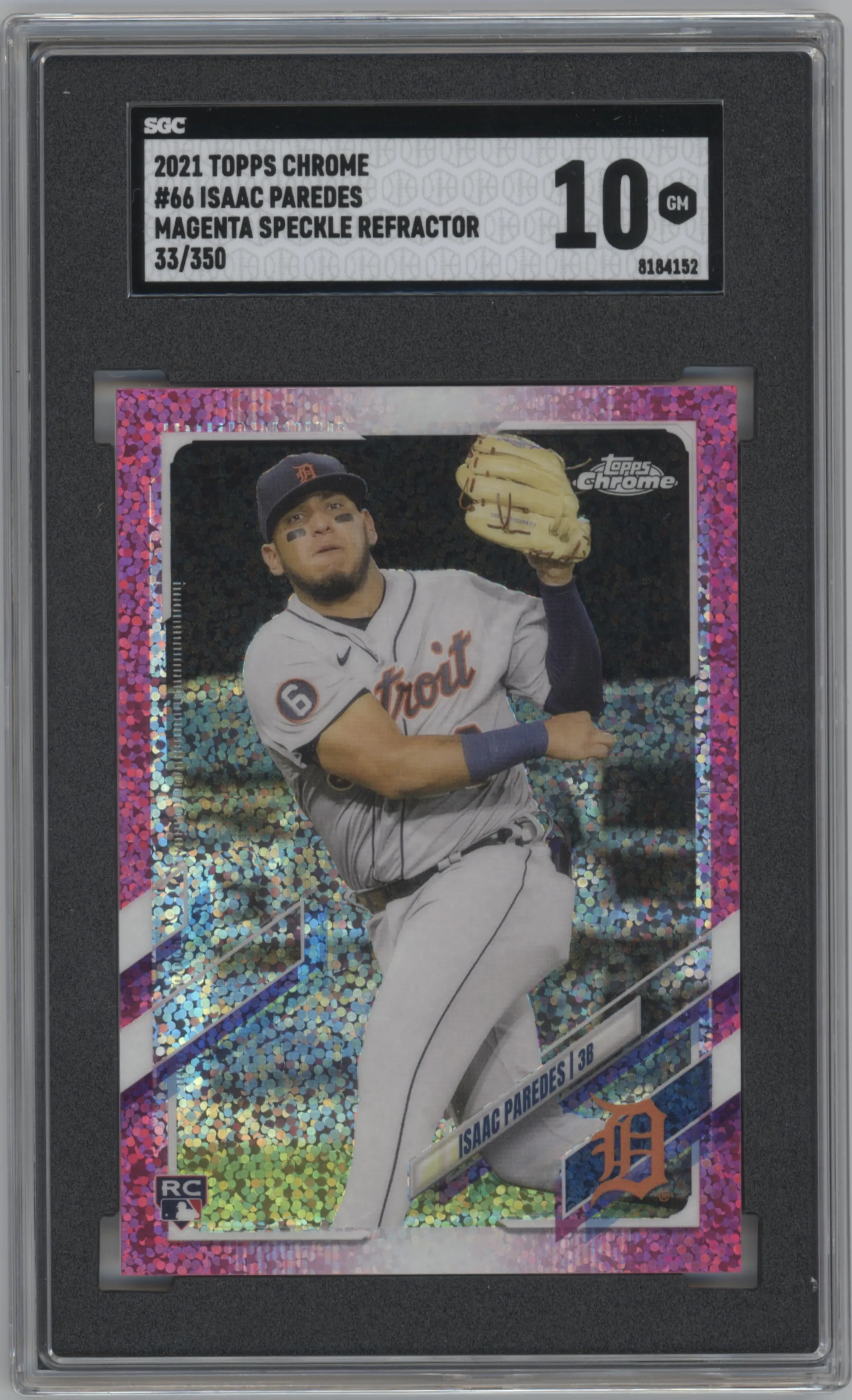 2021 Topps Chrome Isaac Paredes Magenta Speckle Refractor SGC 10