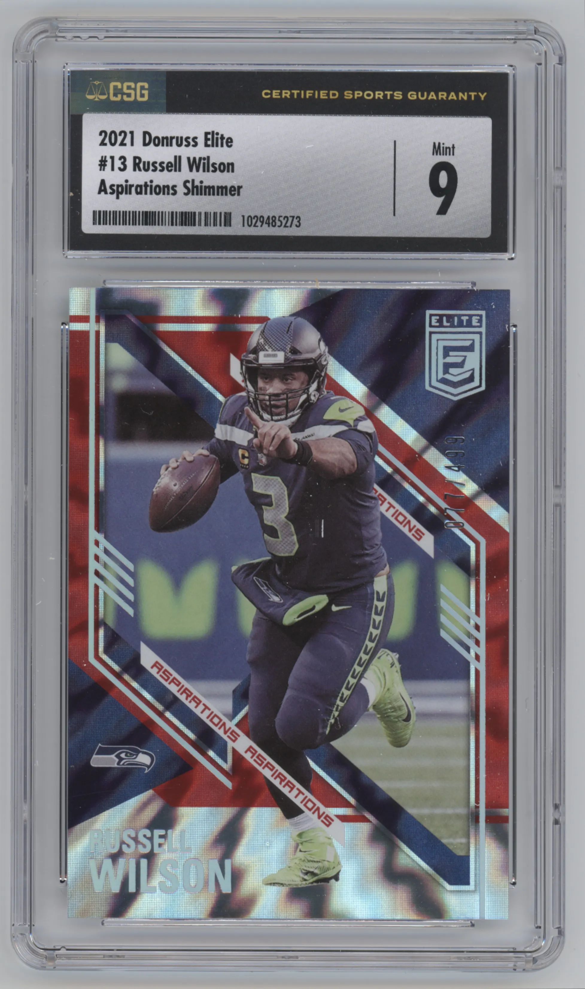 2021 Panini Donruss Elite Russell Wilson Aspirations Shimmer CGC 9