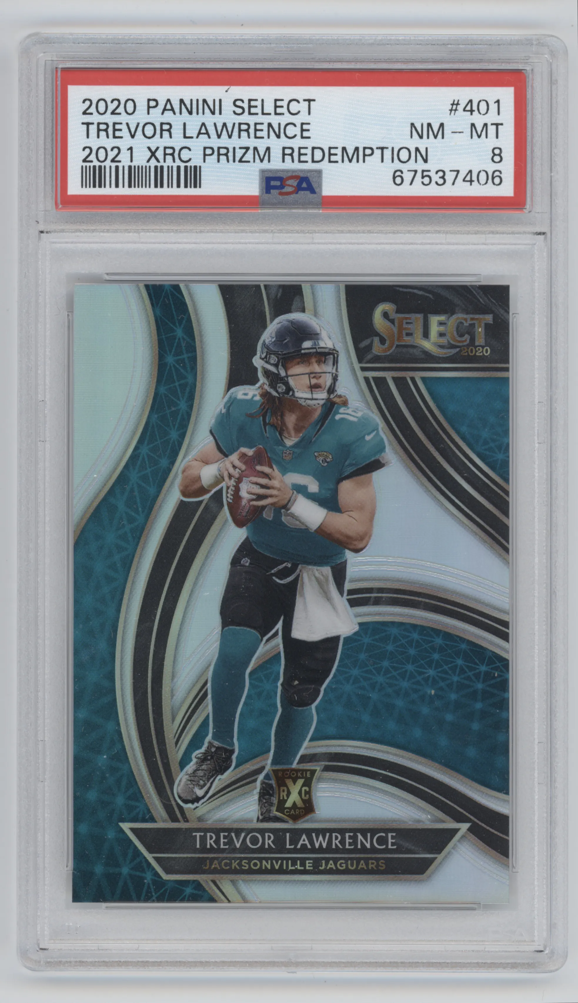 2020 Panini Select 2021 XRC Prizm Redemption Trevor Lawrence #401 PSA 8