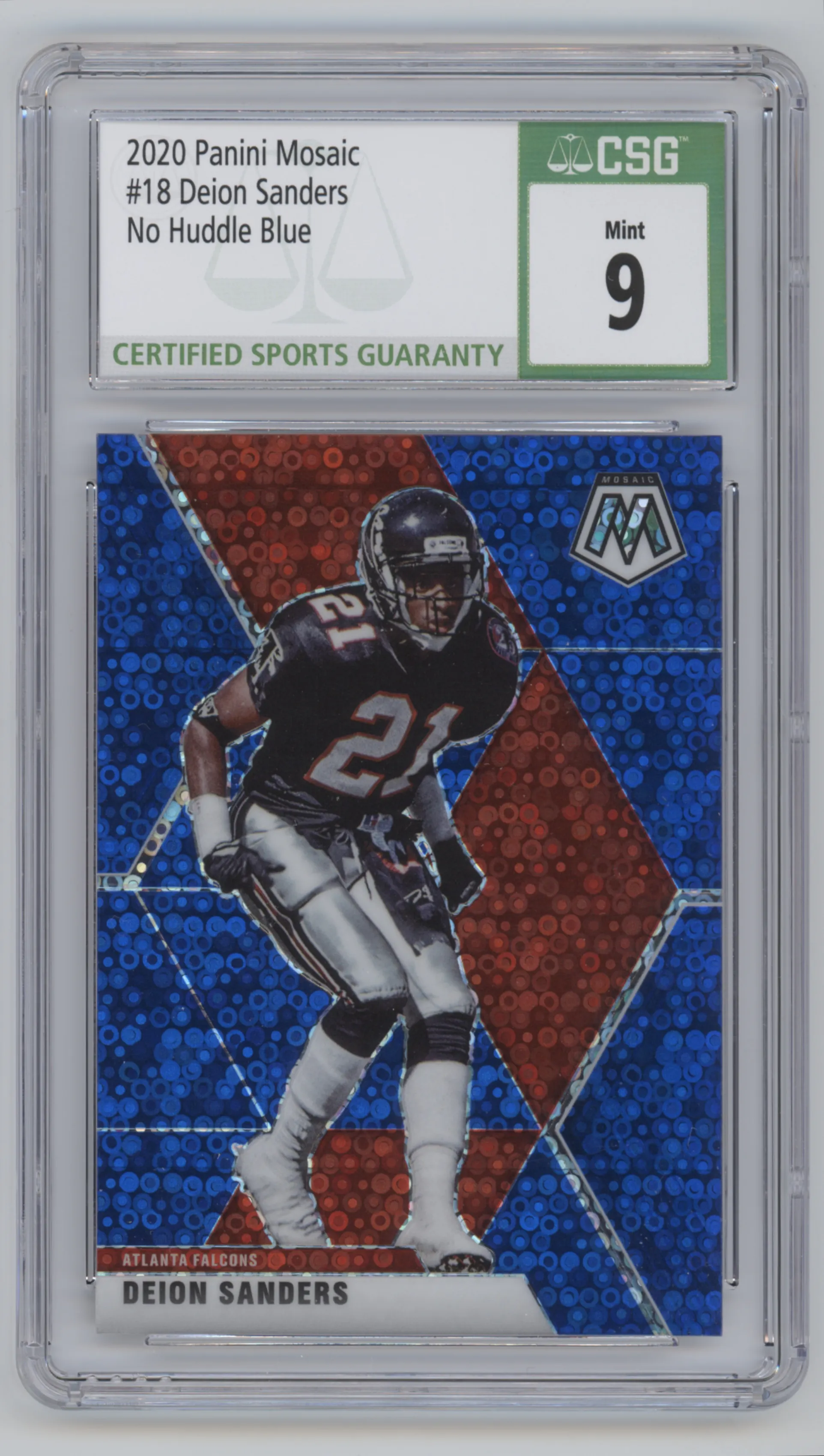 2020 Panini Mosaic Deion Sanders No Huddle Blue CGC 9