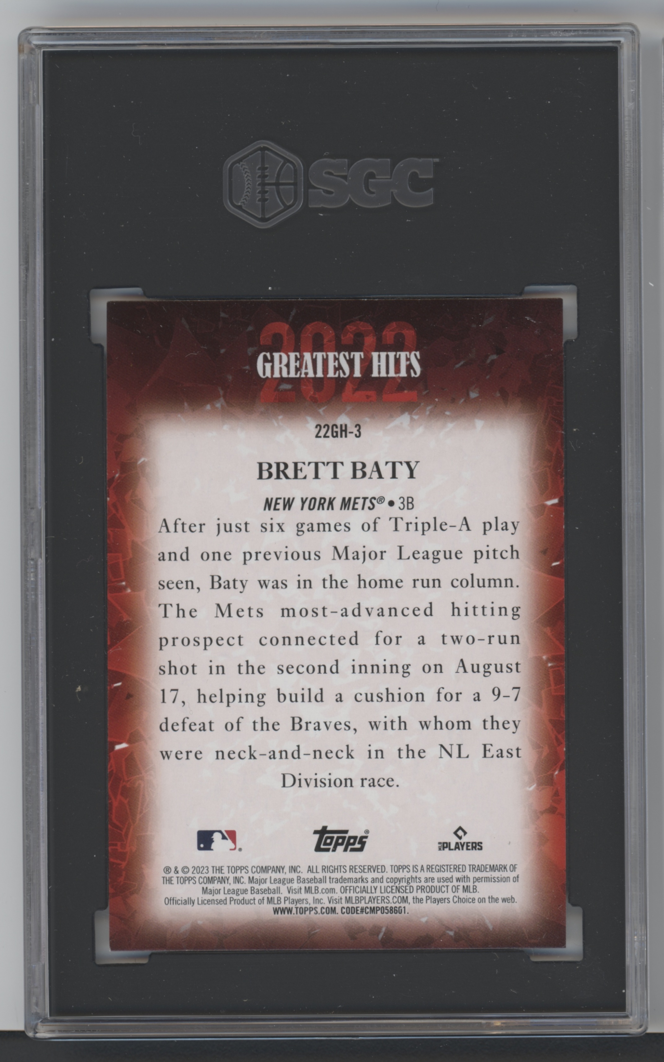  2023 Topps 2022 Greatest Hits #22GH-3 Brett Baty New