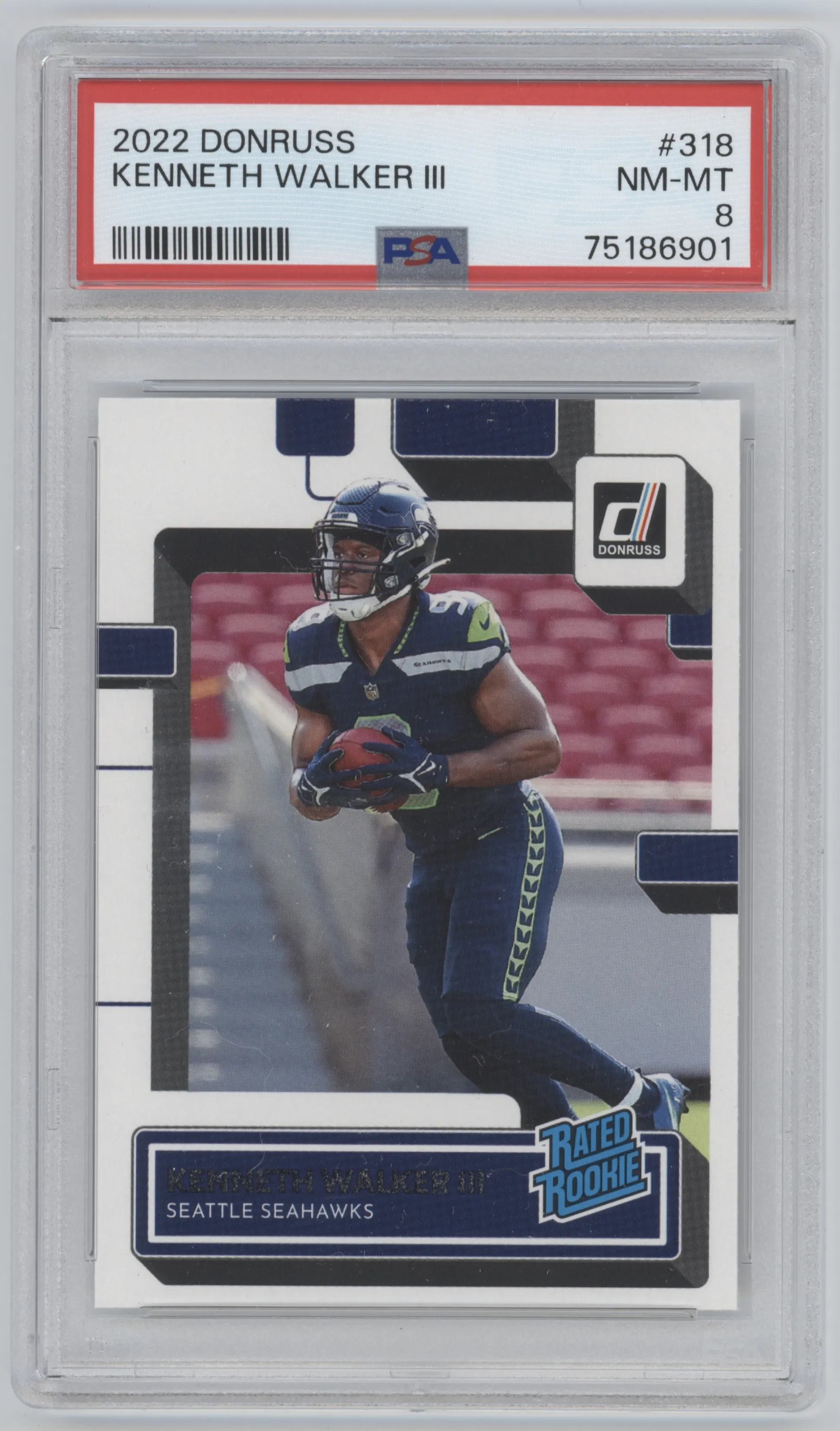 2022 Panini Donruss Rated Rookie Kenneth Walker III #318 PSA 8