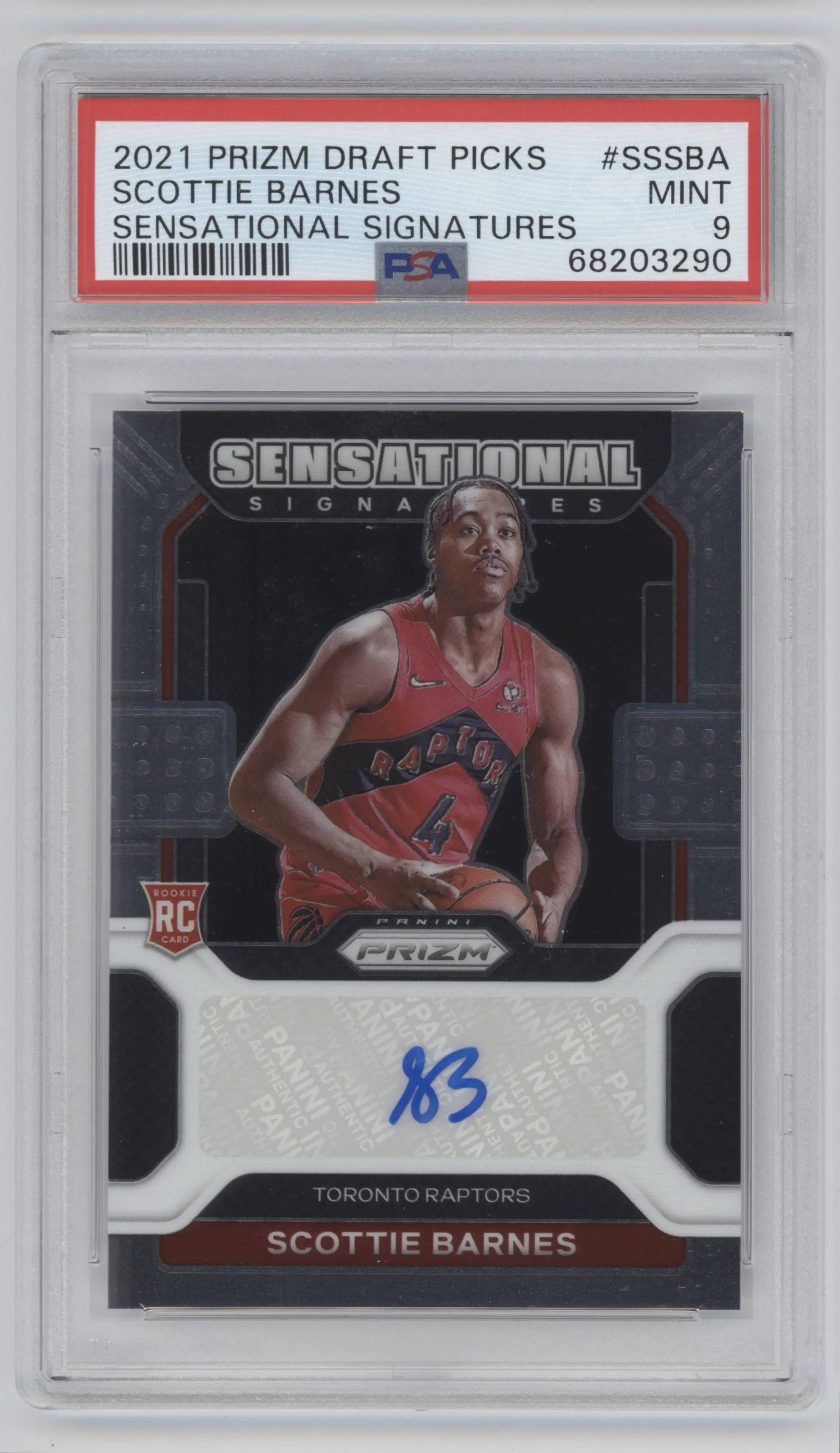 2021 Panini Prizm Sensational Sig. Scottie Barnes #SS-SBA PSA 9