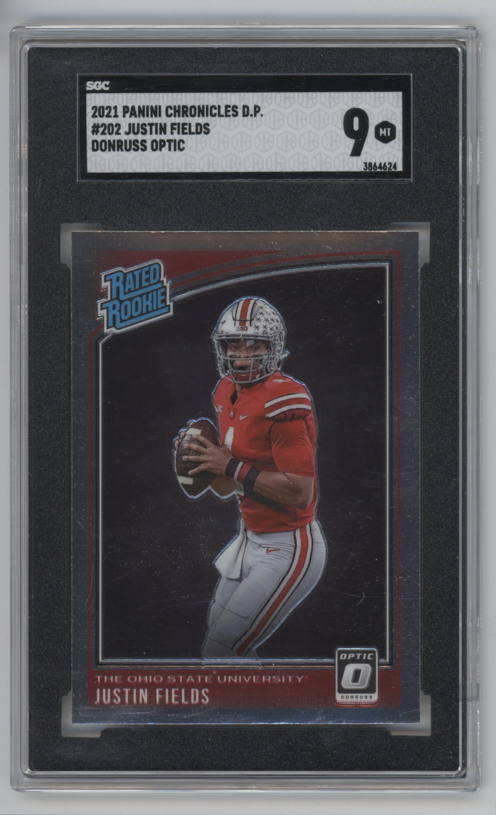 2021 Panini Chronicles Draft Picks Optic Rtd.Rke. Justin Fields SGC 9