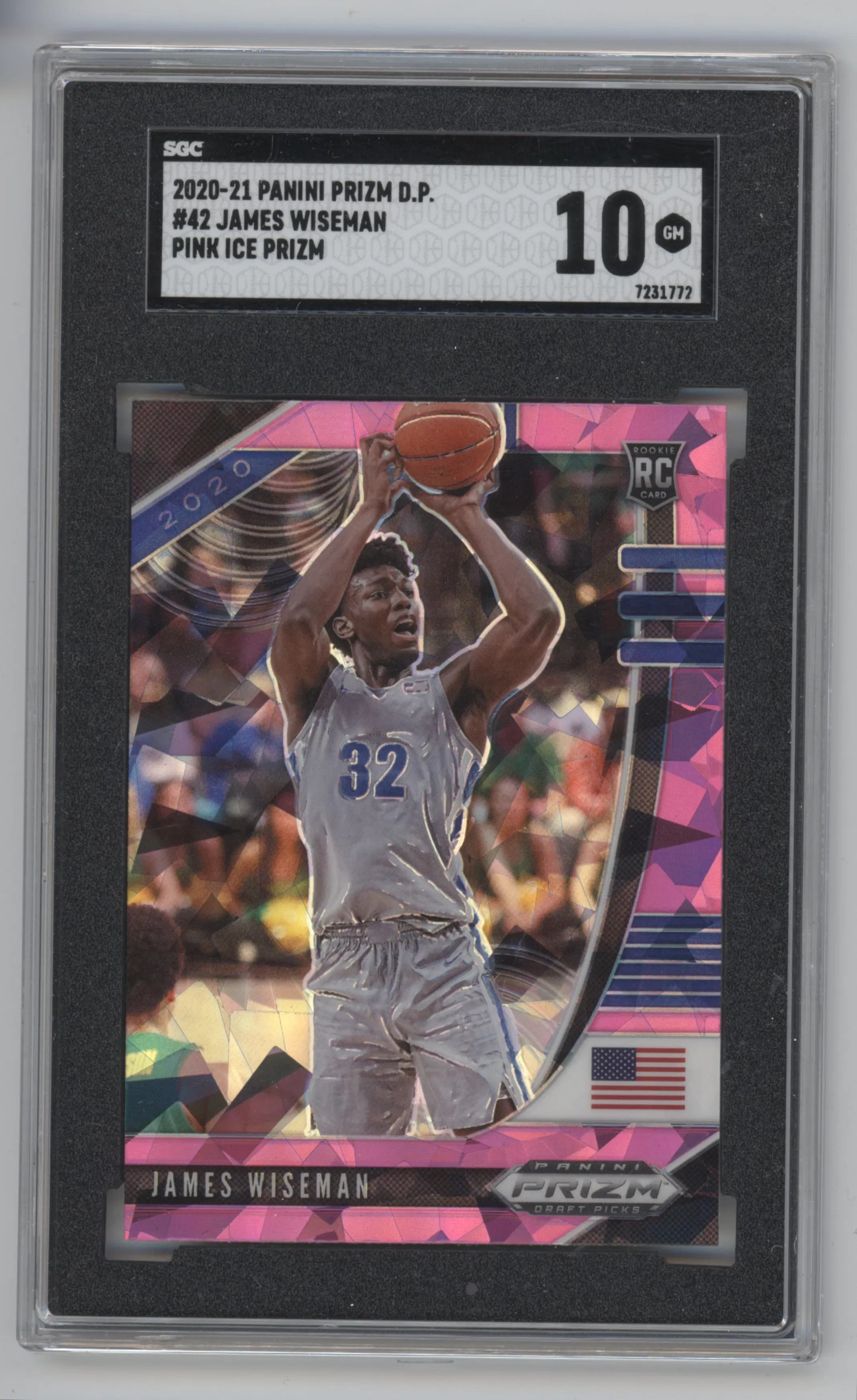 2020 Panini Prizm Draft Picks James Wiseman Pink Ice SGC 10