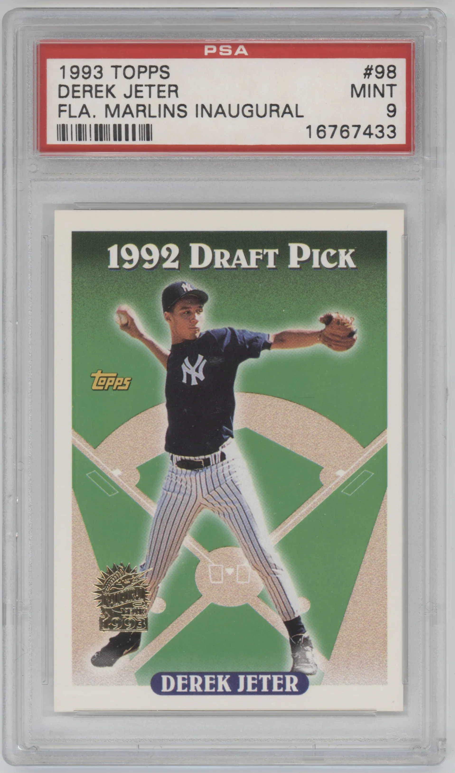 1993 Topps Derek Jeter Inaugural Florida Marlins #98 PSA 9