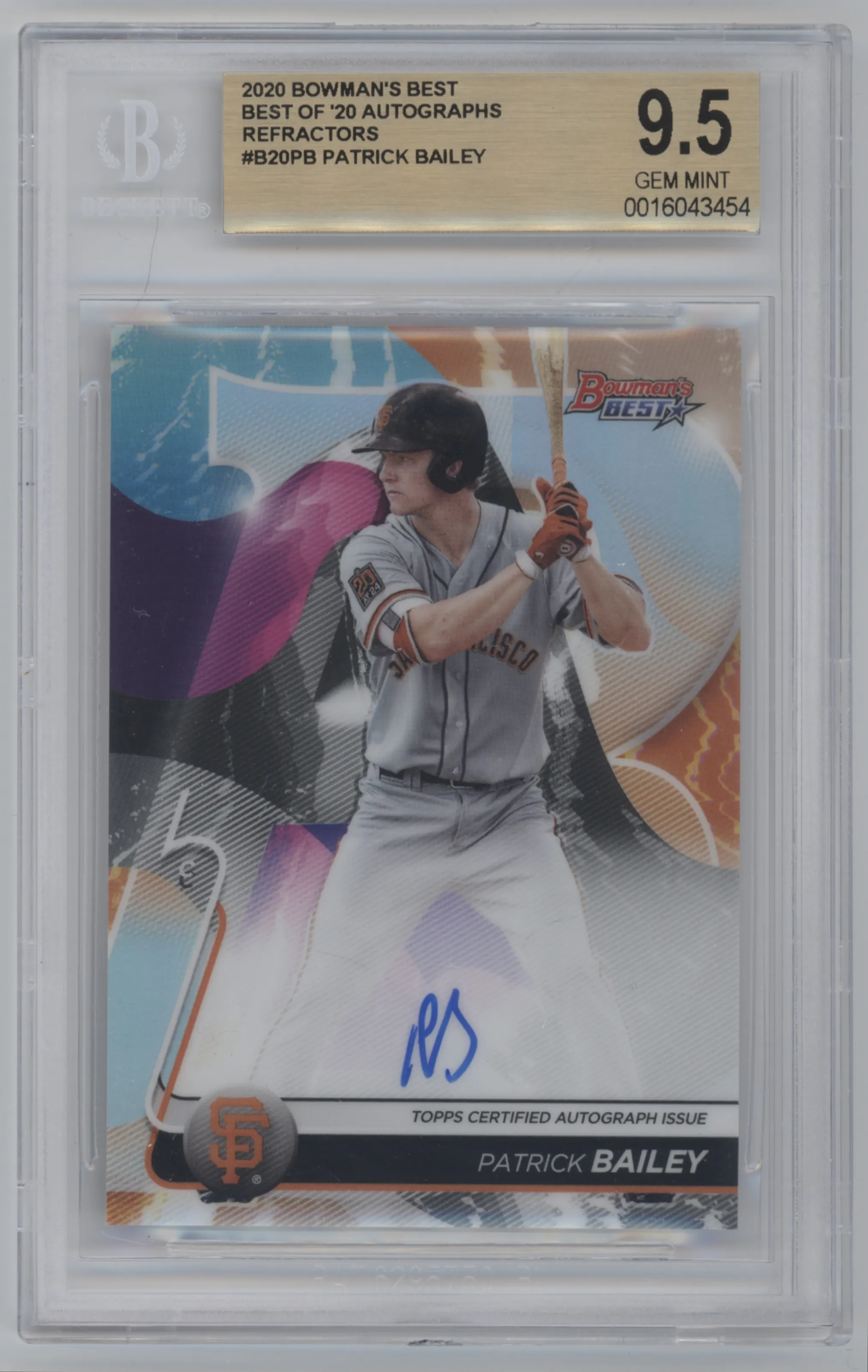 2020 Bowman’s Best Best of 2020 Auto Patrick Bailey Refractor BGS 9.5