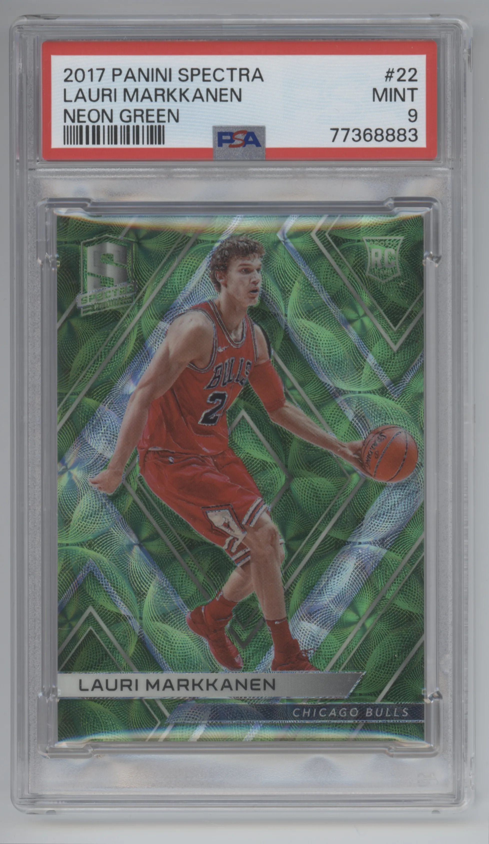 2017 Panini Spectra Lauri Markkanen Neon Green PSA 9