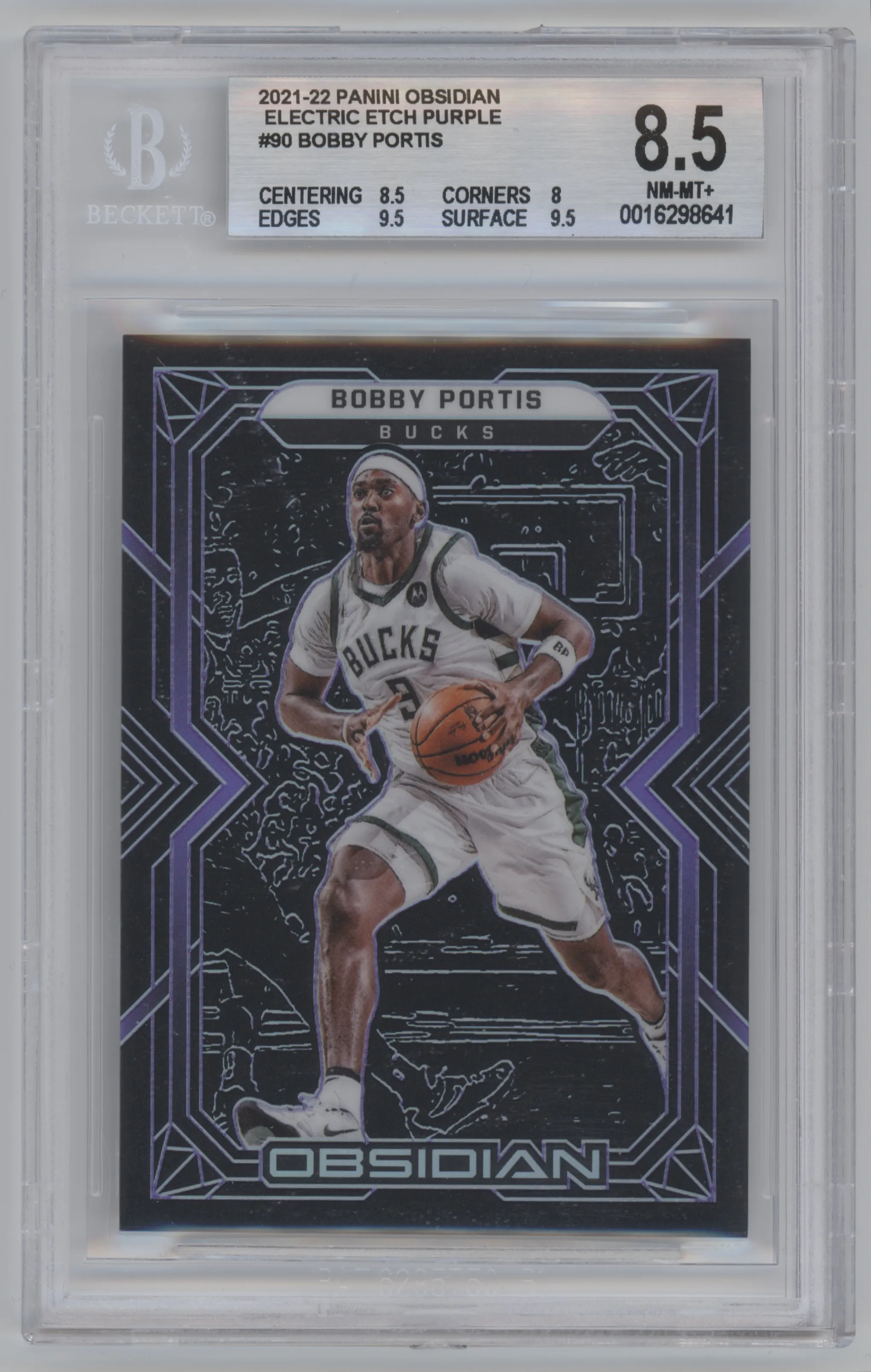 2021 Panini Obsidian Bobby Portis Electric Etch Purple #90 BGS 8.5