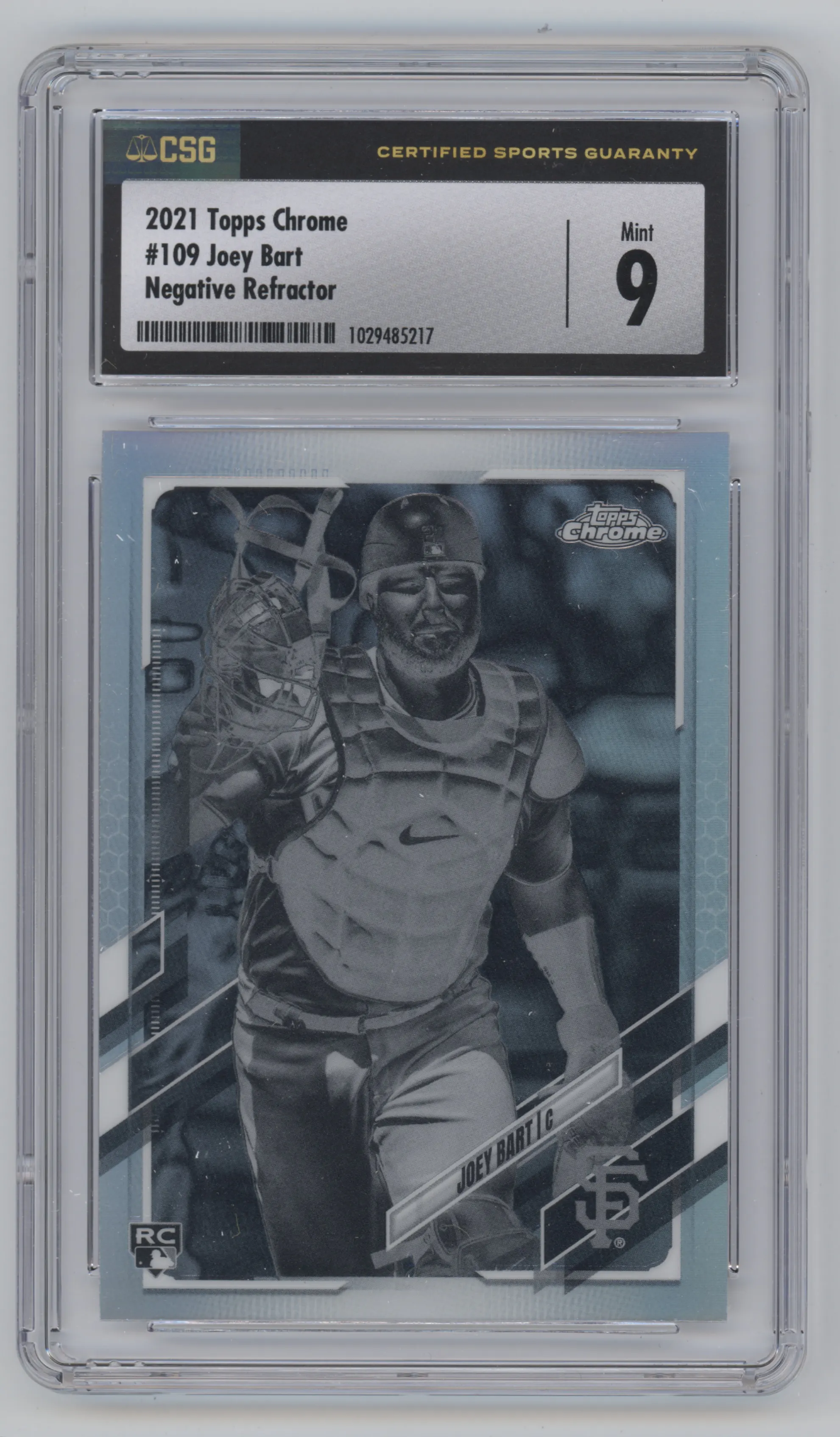 2021 Topps Chrome Joey Bart Negative Refractor CGC 9