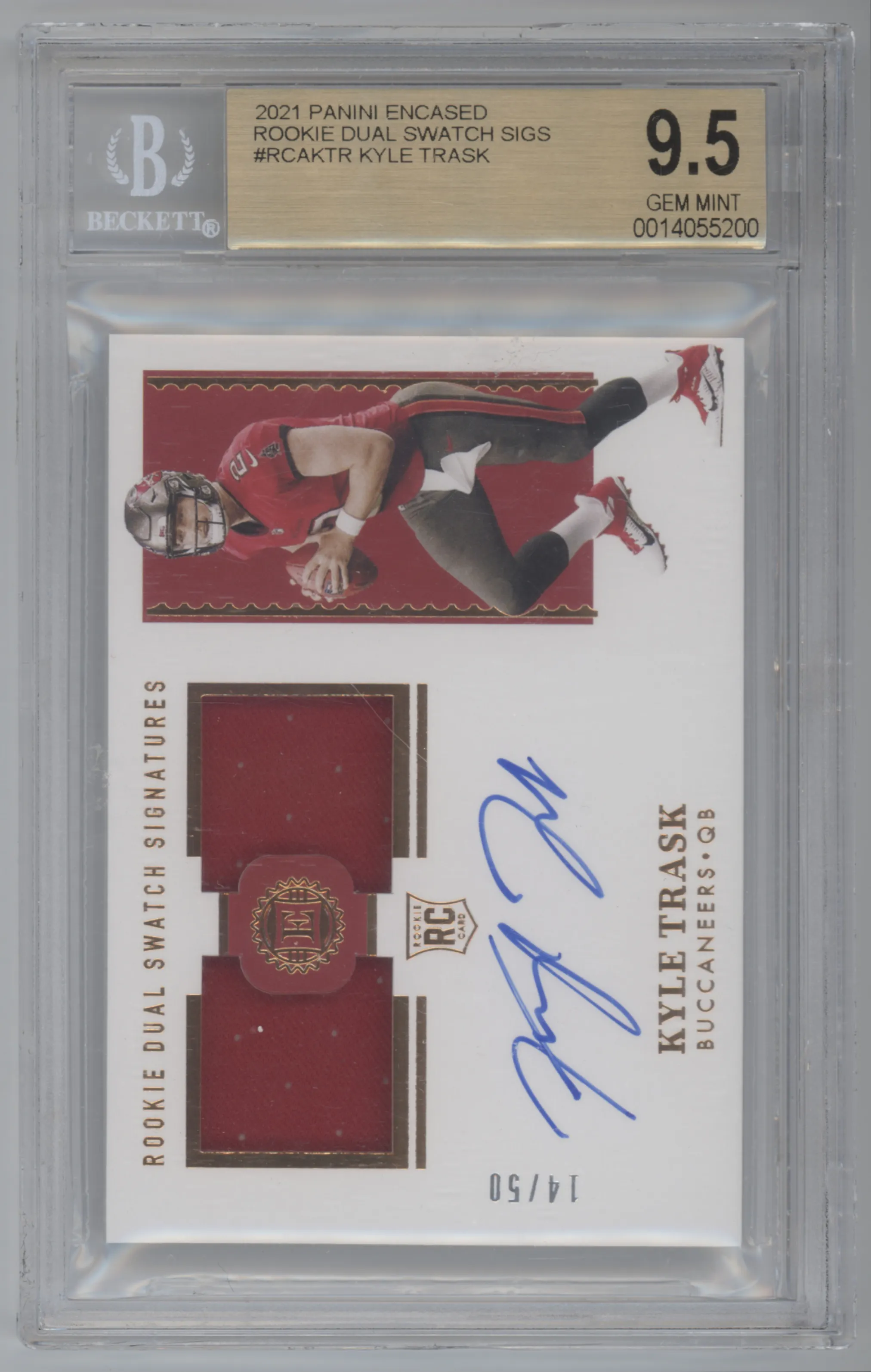 2021 Panini Encased Rke.Dual Swch.Sig. Kyle Trask BGS 9.5
