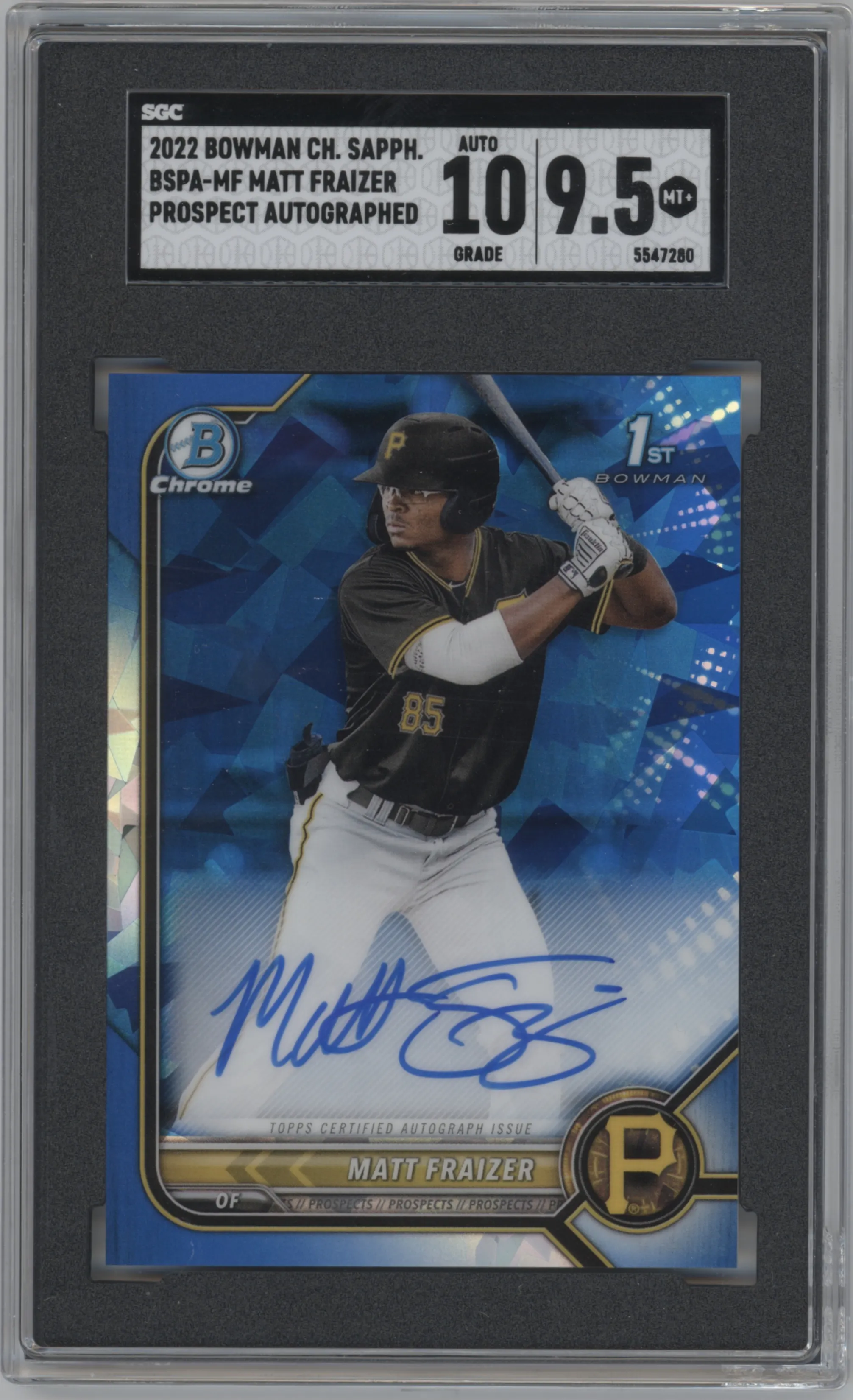 2022 Bowman Sapphire Edition Prospect Auto Matt Fraizer SGC 9.5