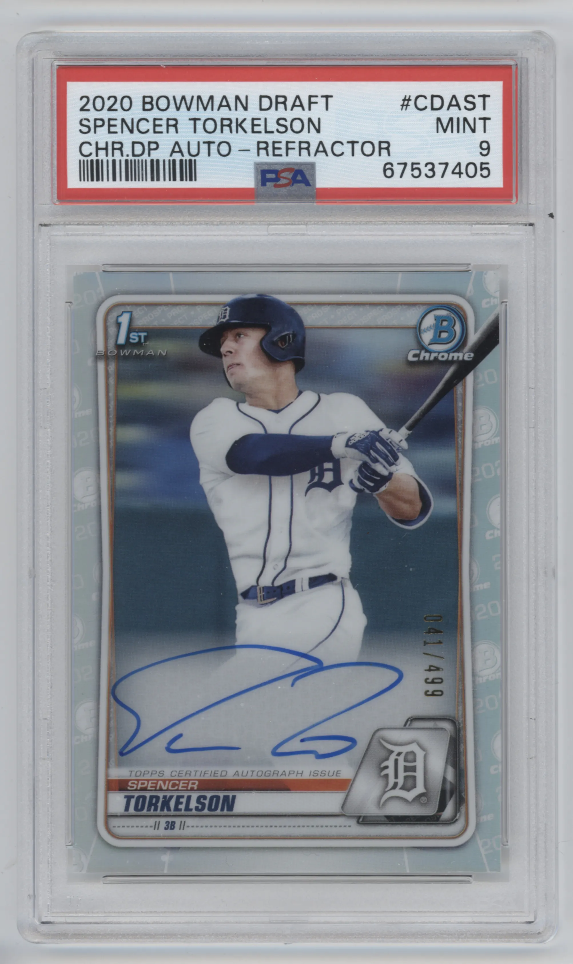 2020 Bowman Draft Chrm DP Auto Spencer Torkelson Refractor PSA 9