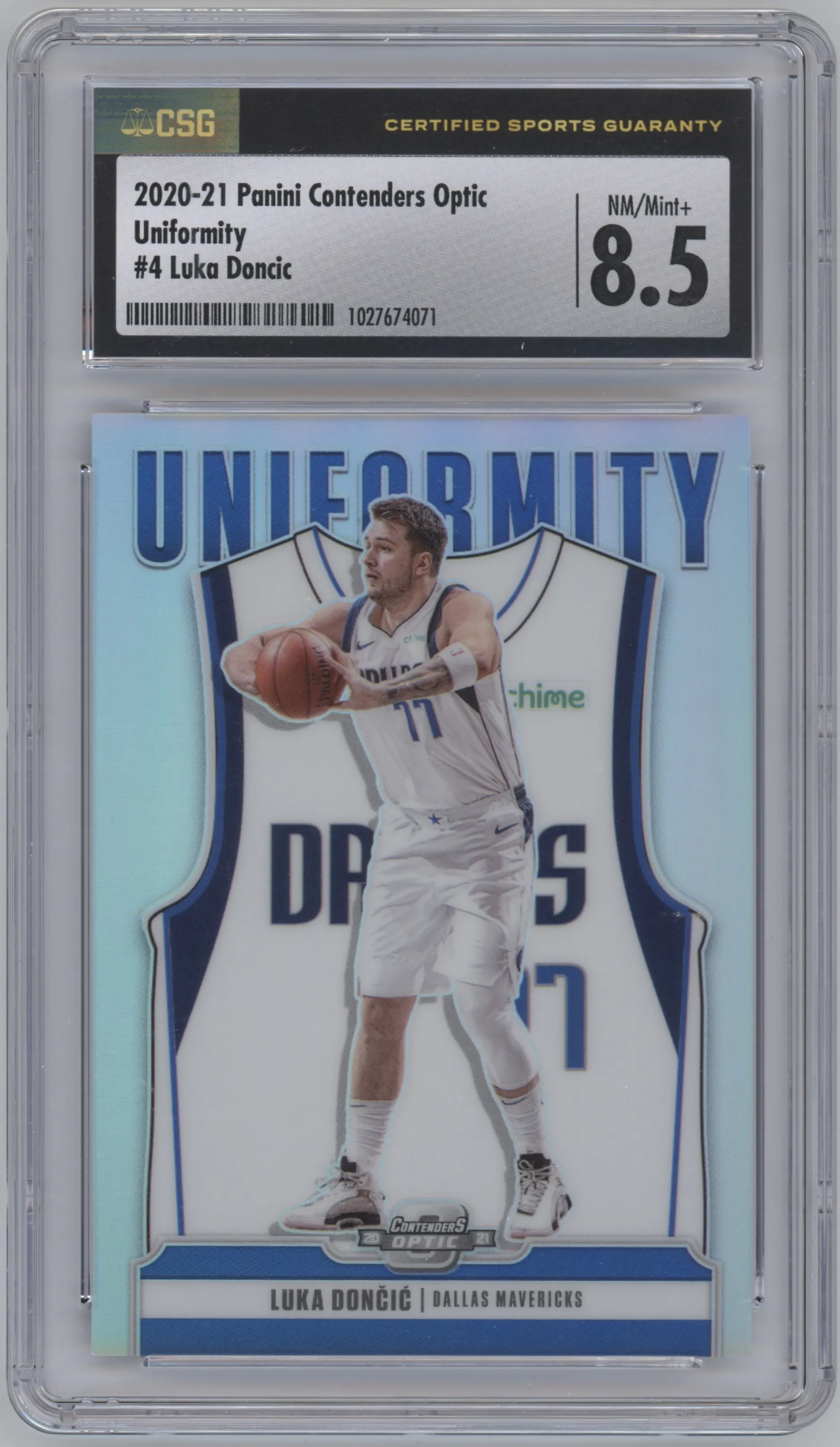 2020 Panini Contenders Optic Uniformity Luka Doncic CGC 8.5