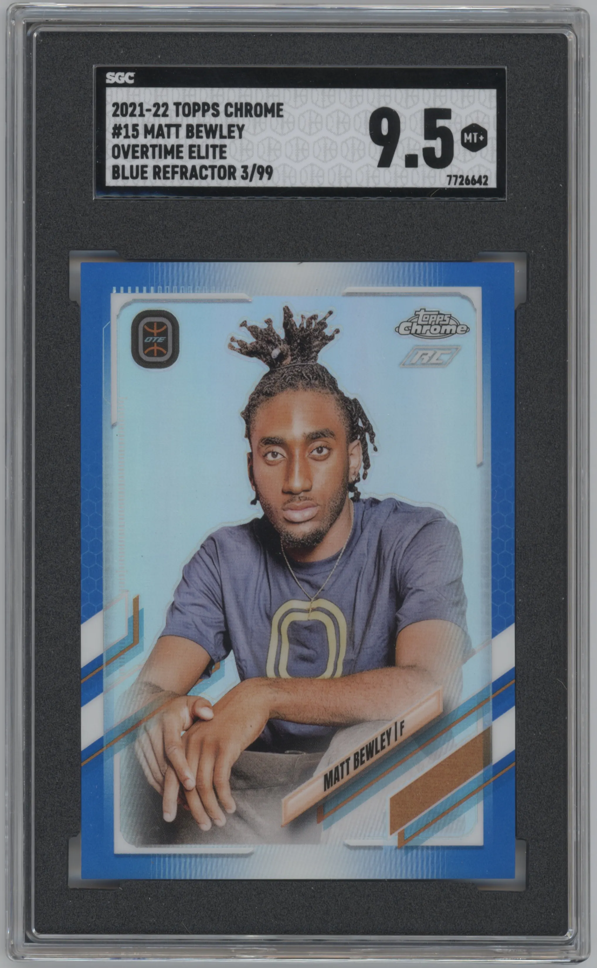 2021 Topps Chrome OTE Matt Bewley Blue Refractor SGC 9.5