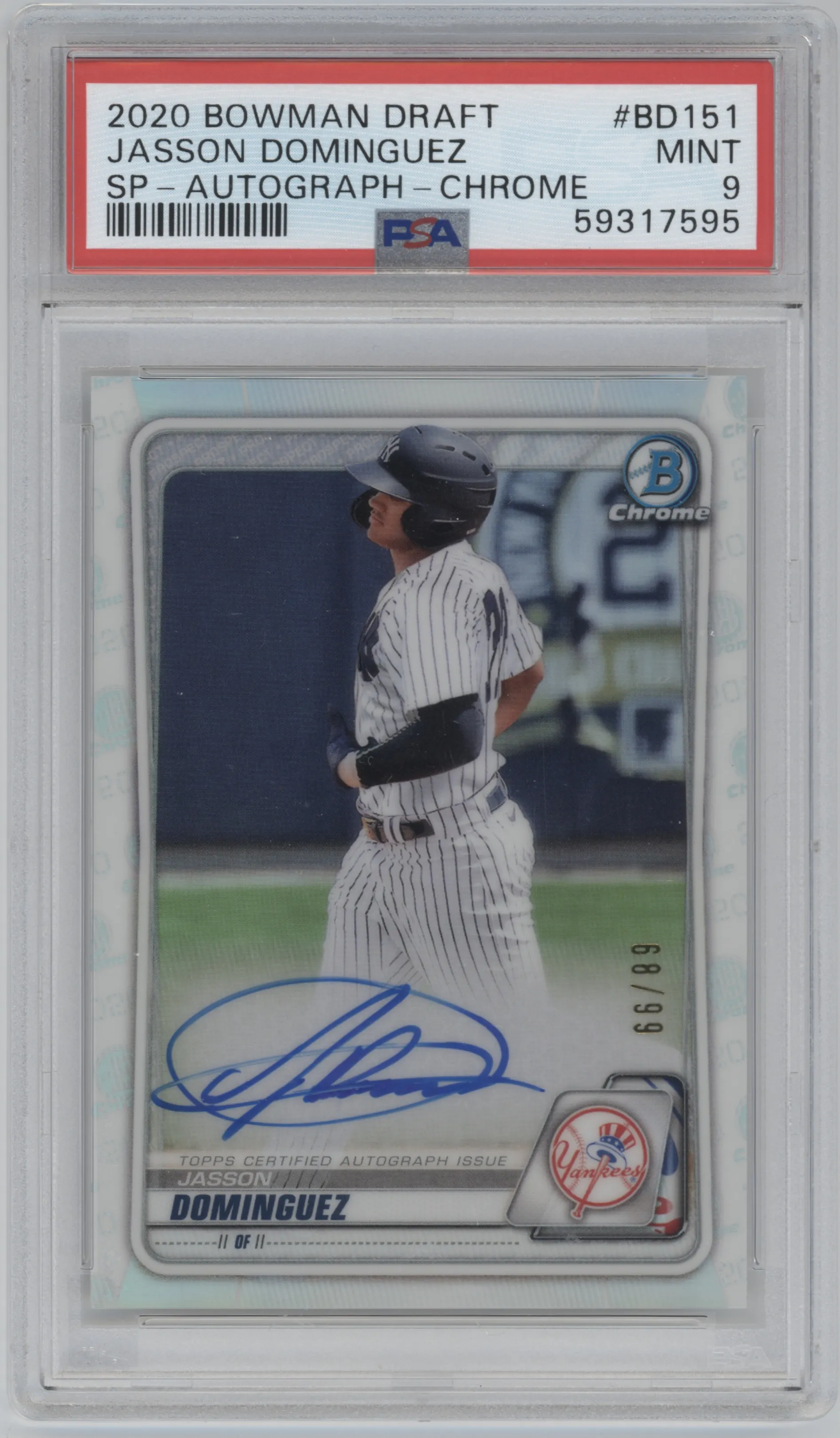 2020 Bowman Draft Chrome Variation Auto Jasson Dominguez PSA 9