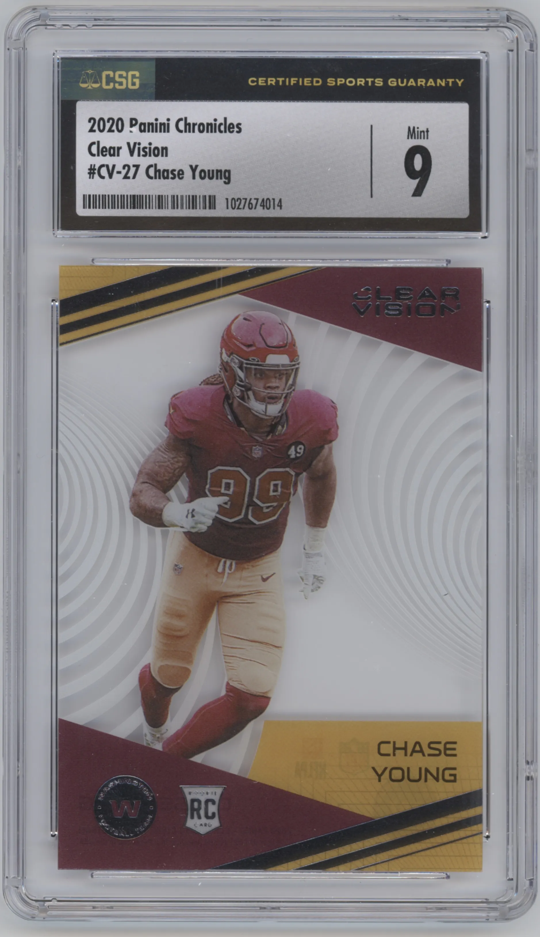2020 Panini Chronicles Clear Vision Chase Young CGC 9