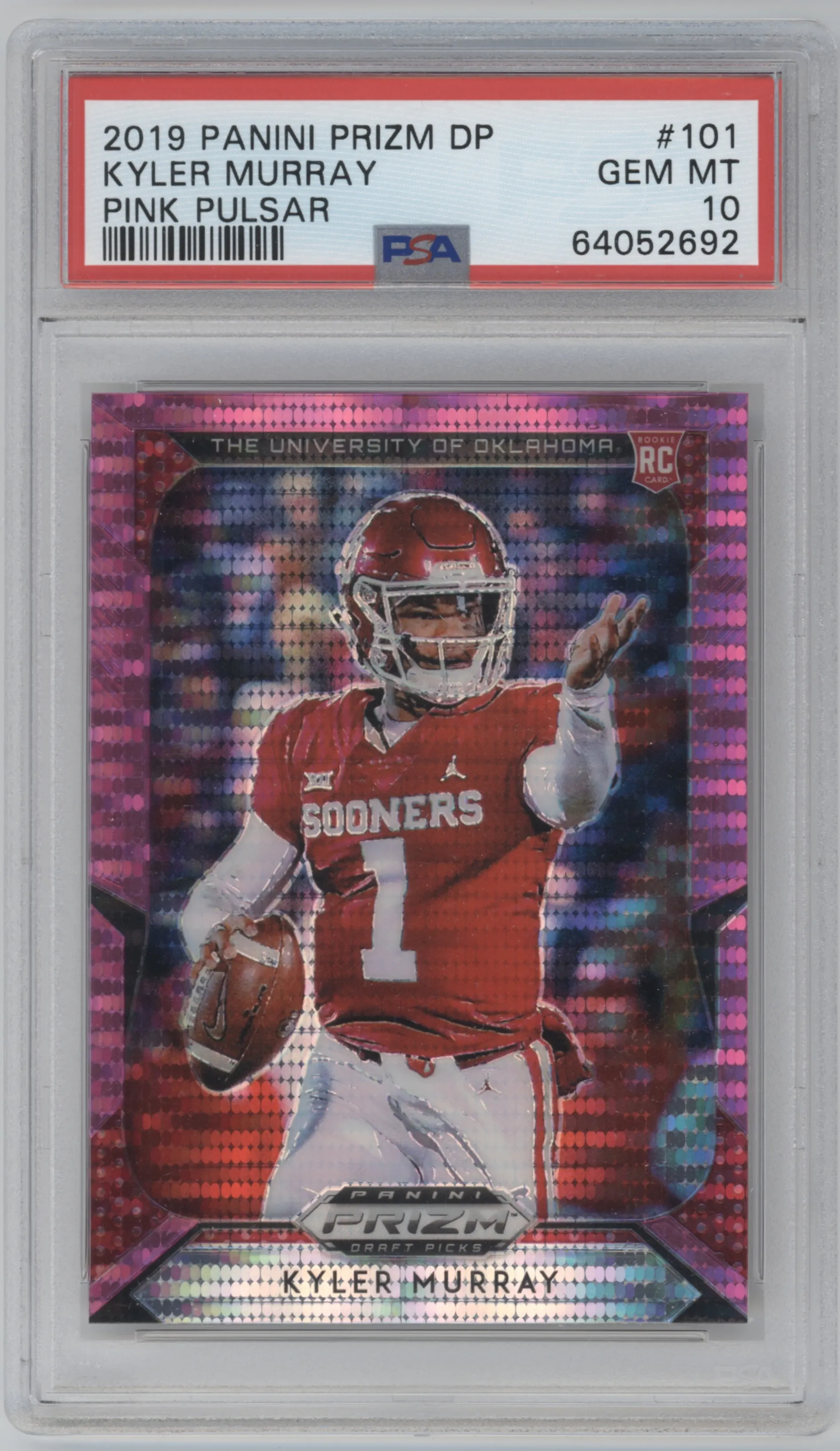 2019 Panini Prizm Draft Picks Kyler Murray Pink Pulsar Prizm PSA 10