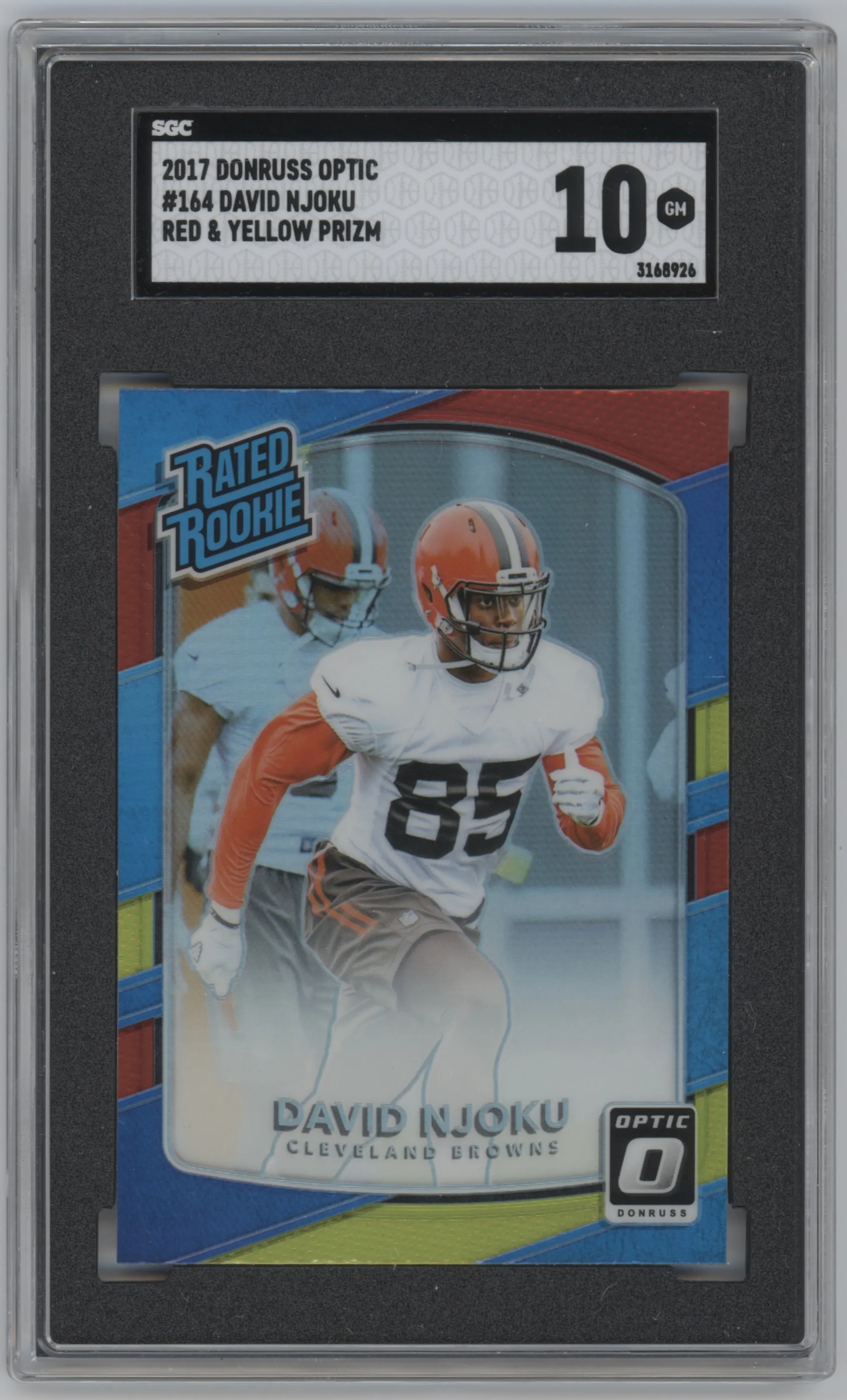 2017 Panini Donruss Optic Rtd.Rke. David Njoku Red/Yellow SGC 10