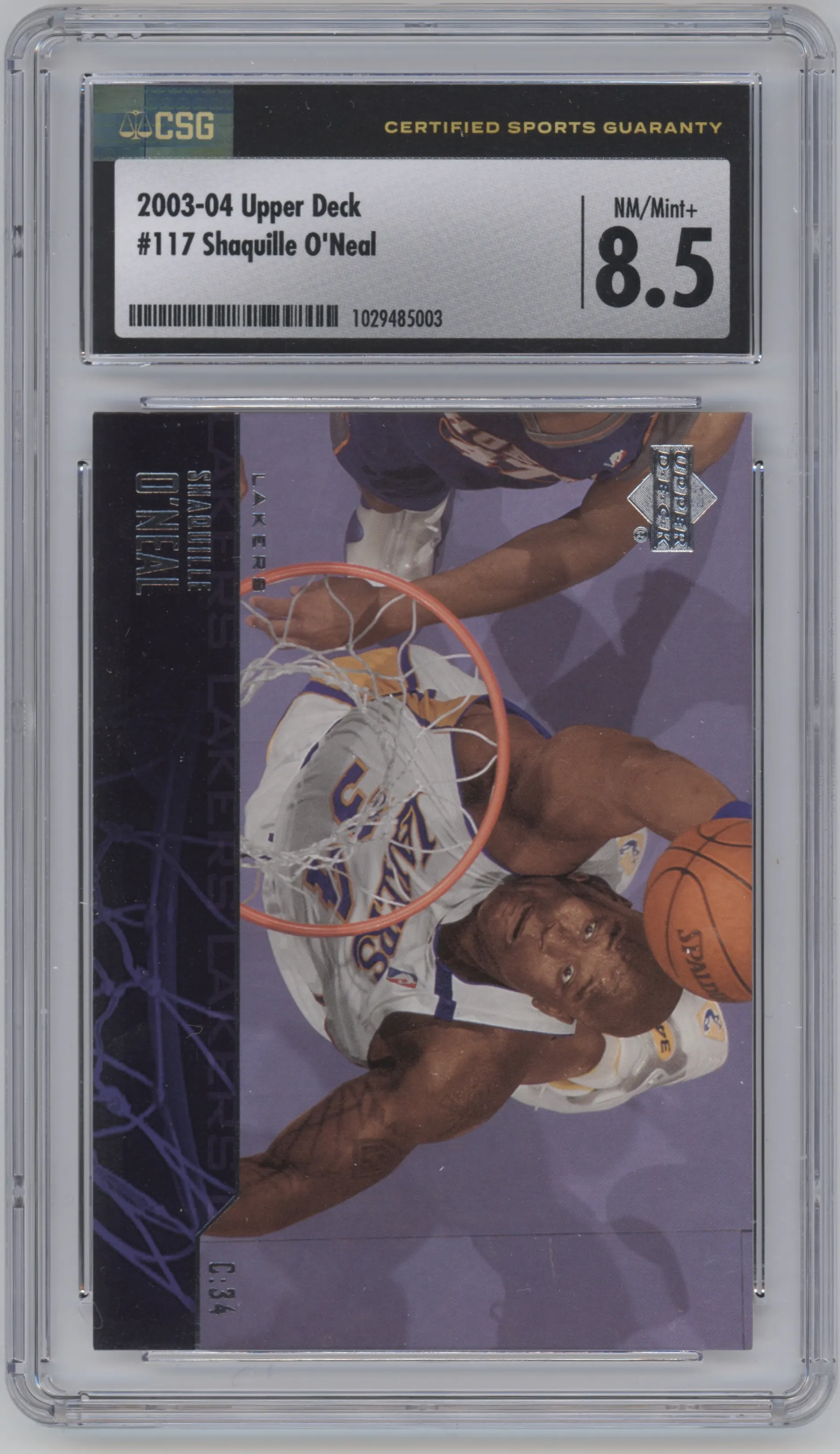 2003 Upper Deck Shaquille O'Neal #117 CGC 8.5