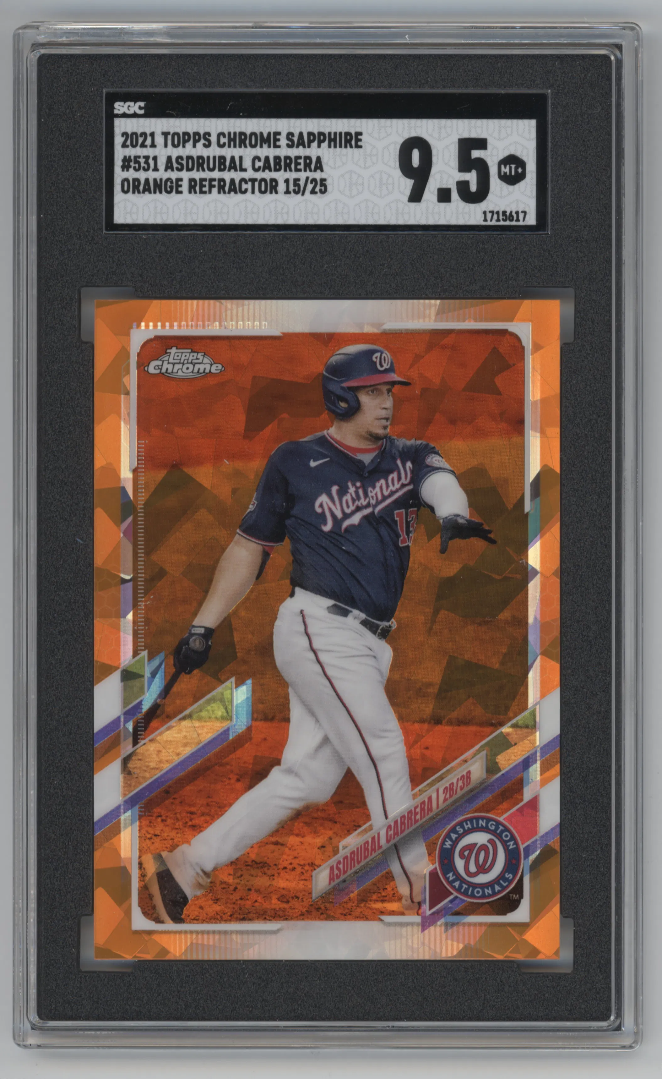2021 Topps Chrome Sapphire Edition Asdrubal Cabrera Orange Refractor SGC 9.5
